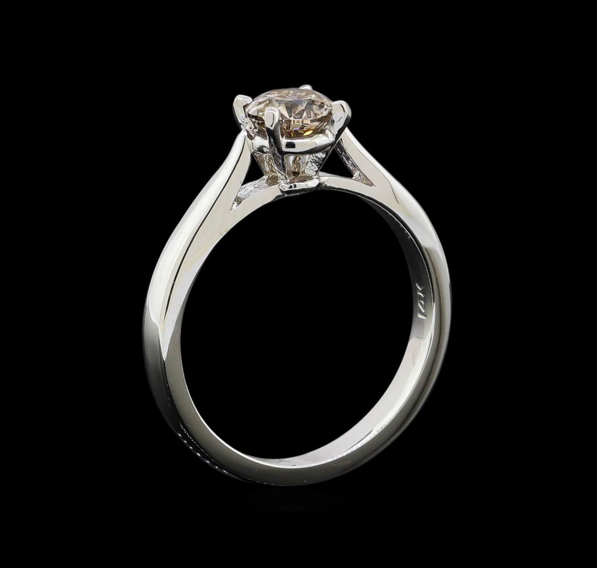 14KT White Gold 0.70 ctw Round Cut Fancy Brown Diamond Solitaire Ring - Image 4 of 5