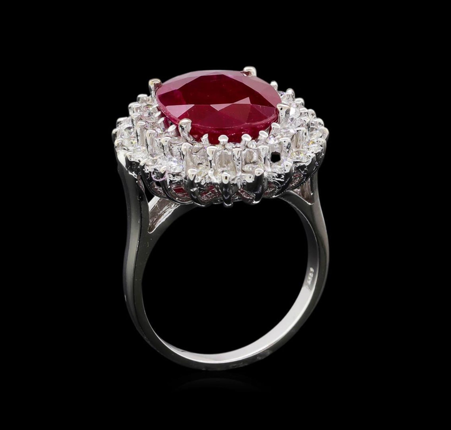 GIA Cert 6.53 ctw Ruby and Diamond Ring - 14KT White Gold - Image 4 of 6