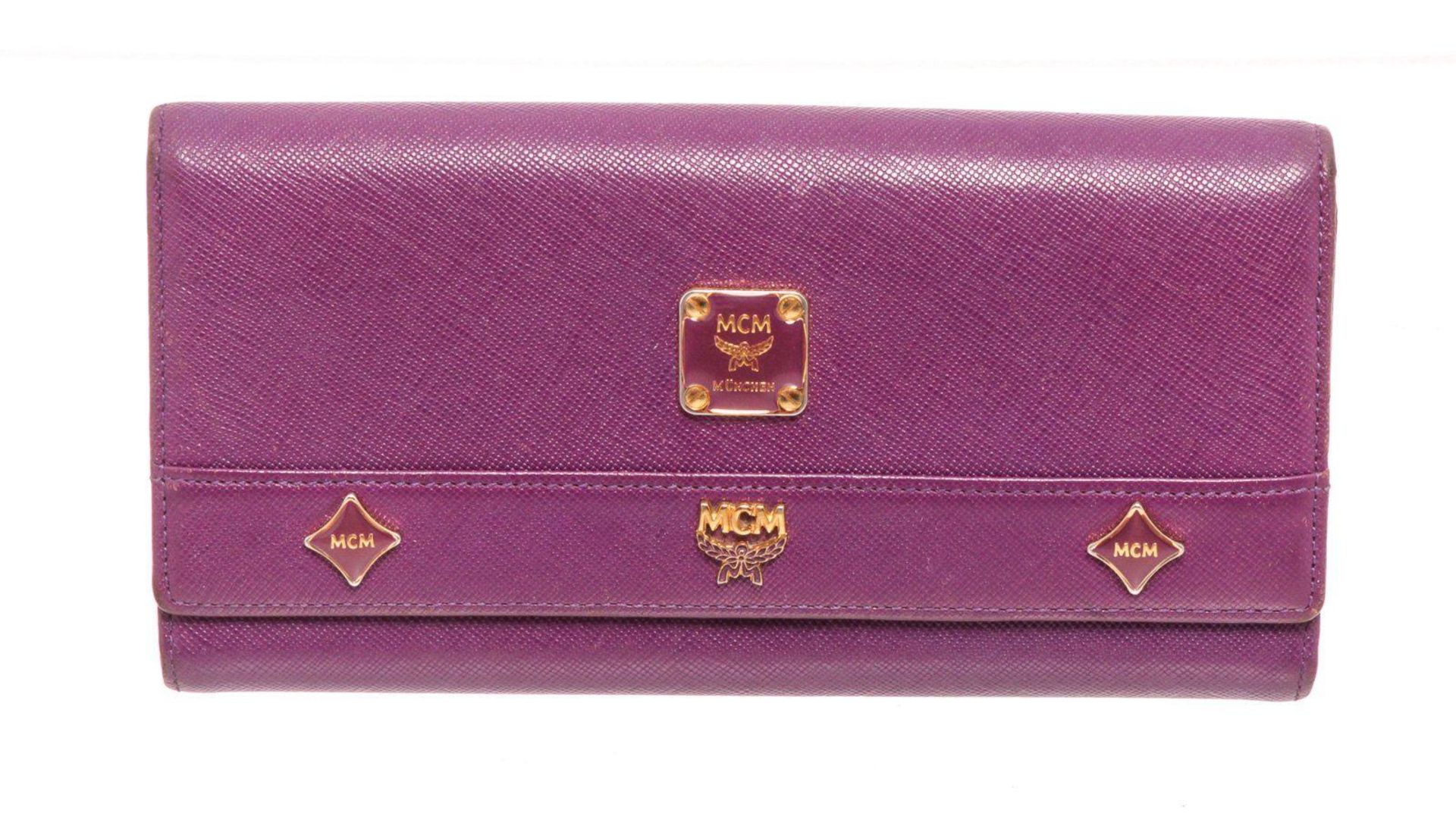 MCM Purple Leather Long Flap Wallet