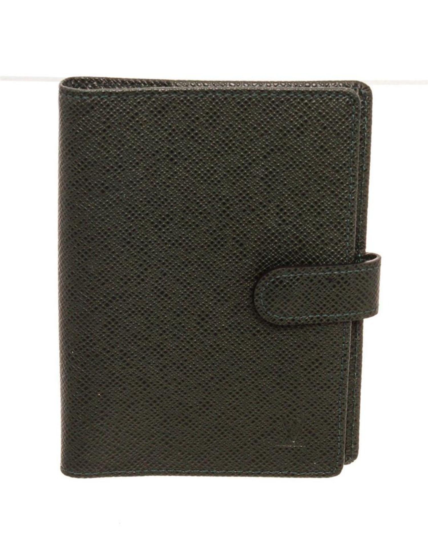 Louis Vuitton Black Leather Canvas Agenda PM Wallet