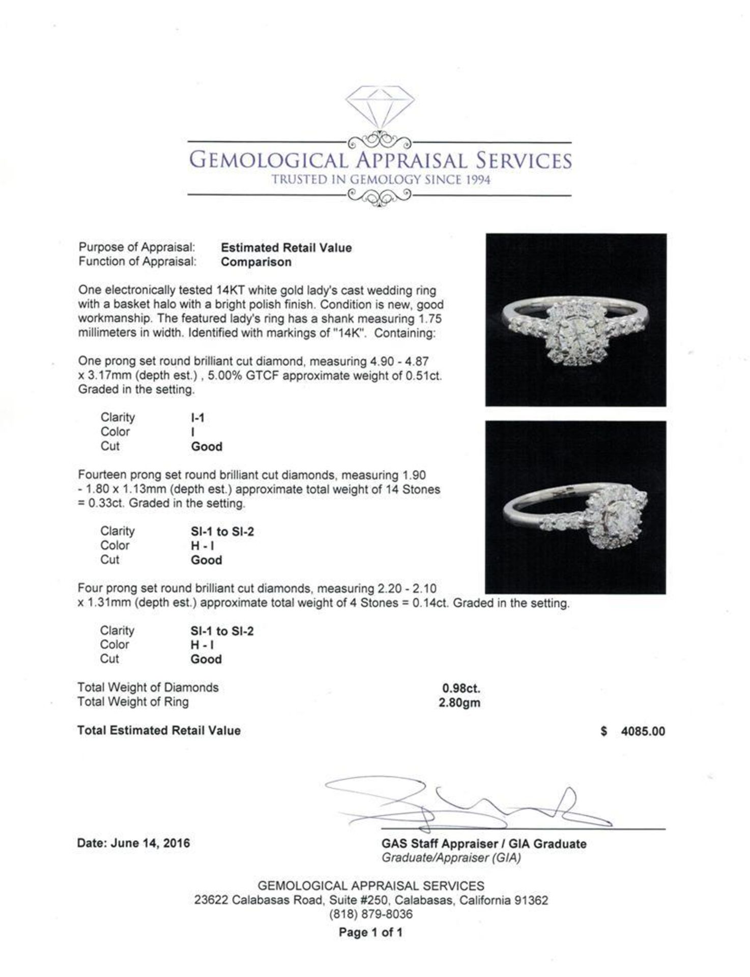 0.98ctw Diamond Ring - 14KT White Gold - Image 5 of 5