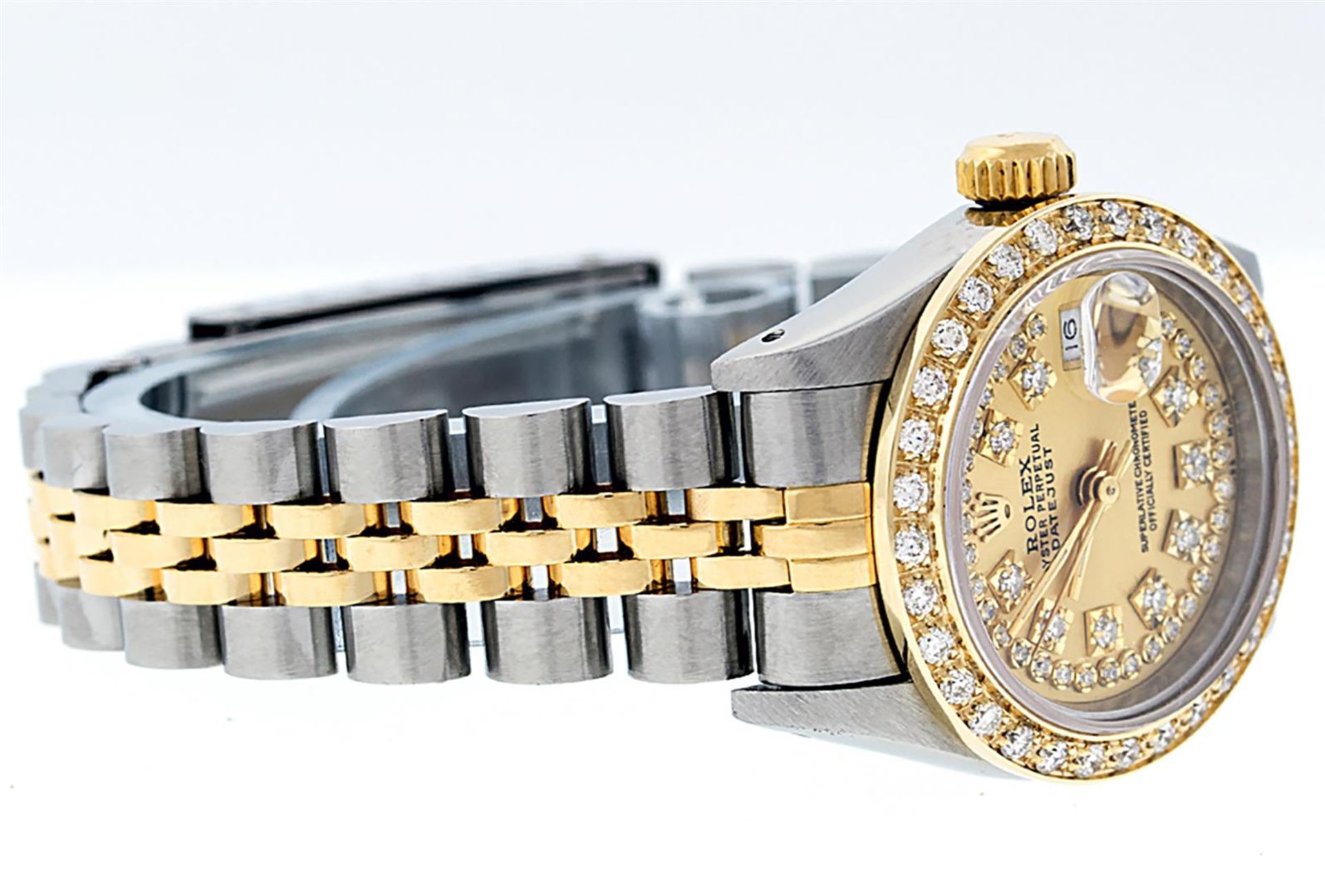 Rolex Ladies 2 Tone Champagne Diamond Oyster Perpetual Datejust Wriswatch 26MM - Image 9 of 9
