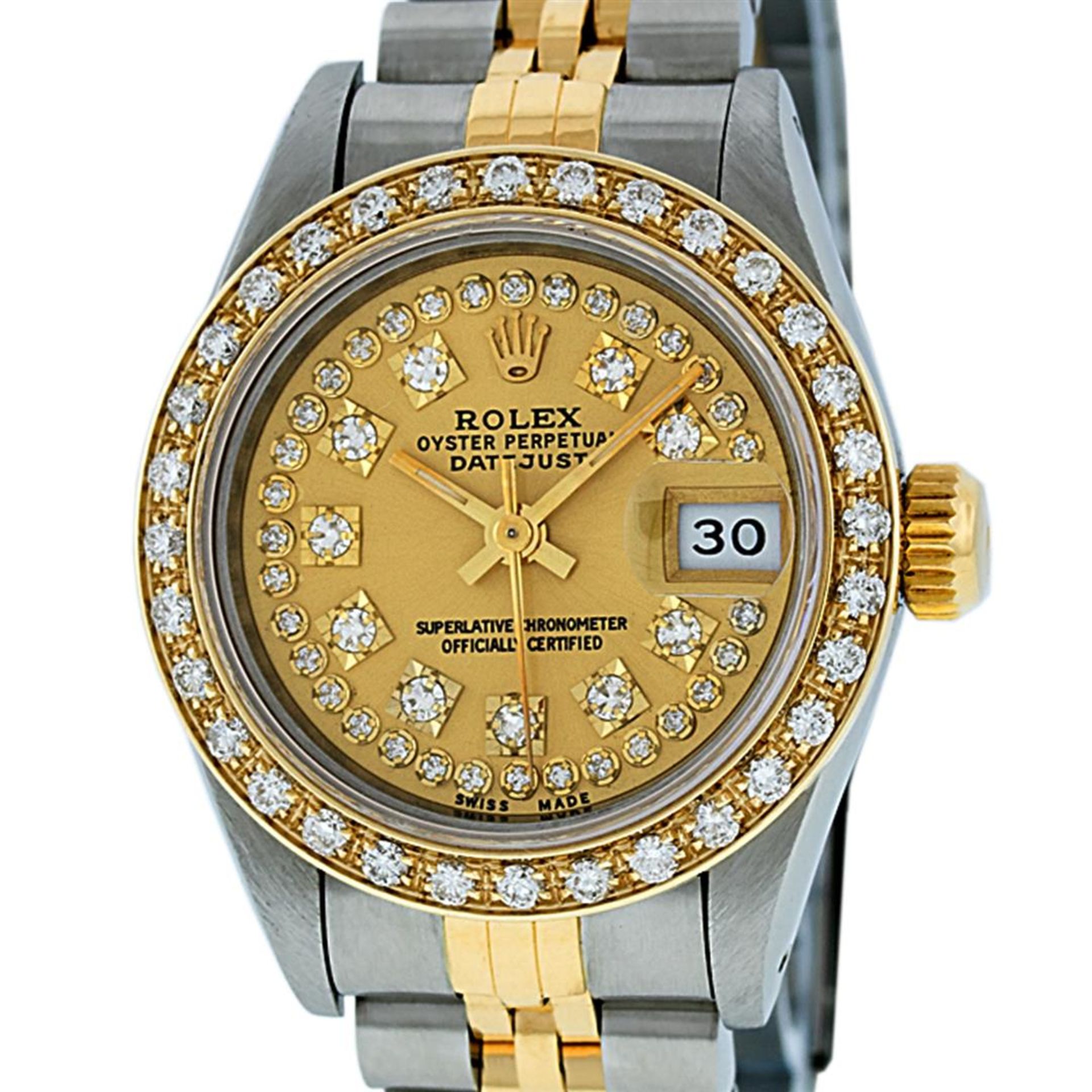 Rolex Ladies 2 Tone Champagne Diamond Oyster Perpetual Datejust Wriswatch 26MM - Image 6 of 9