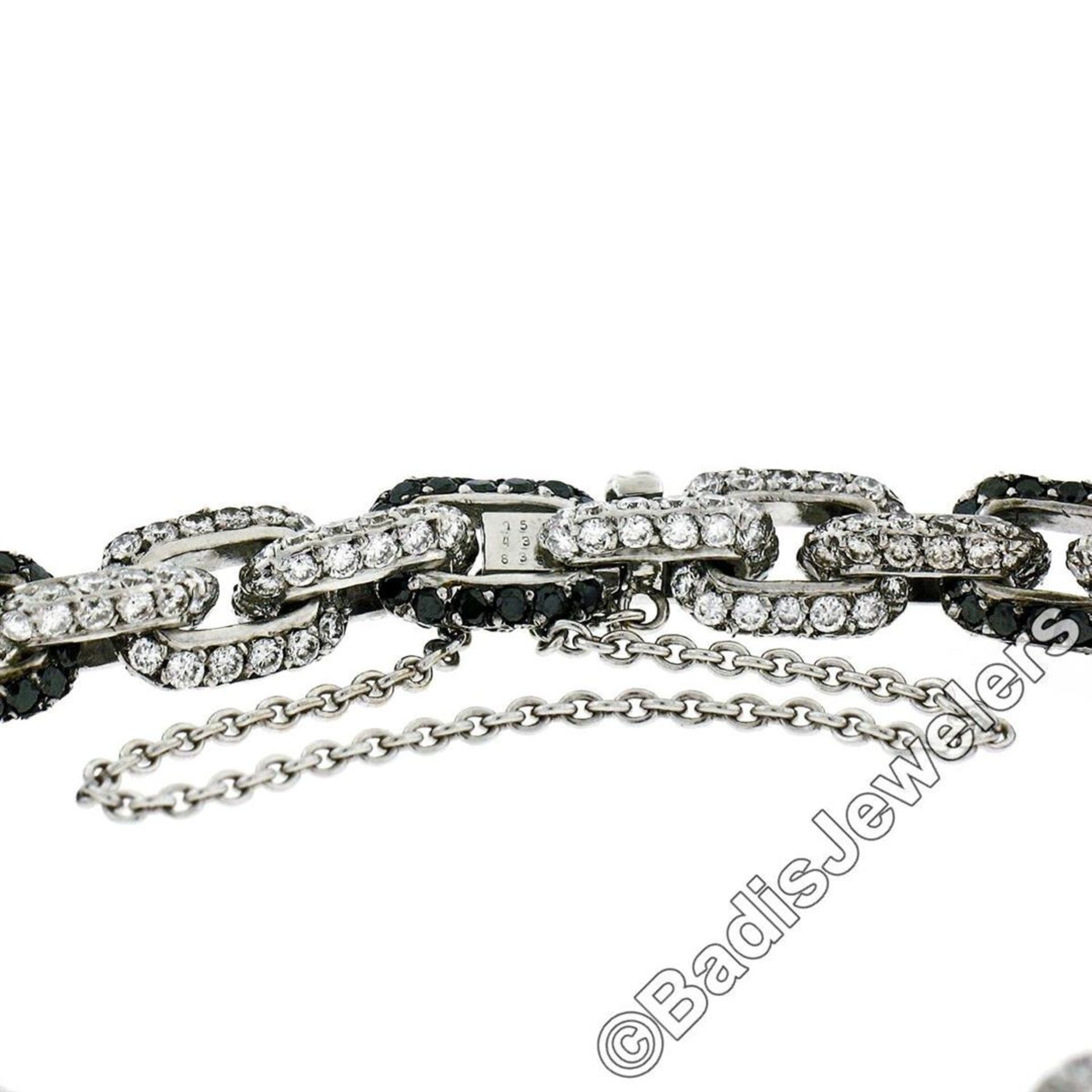 18kt White Gold 8.33ctw Round White and Black Diamond Cable Link Bracelet - Image 6 of 7