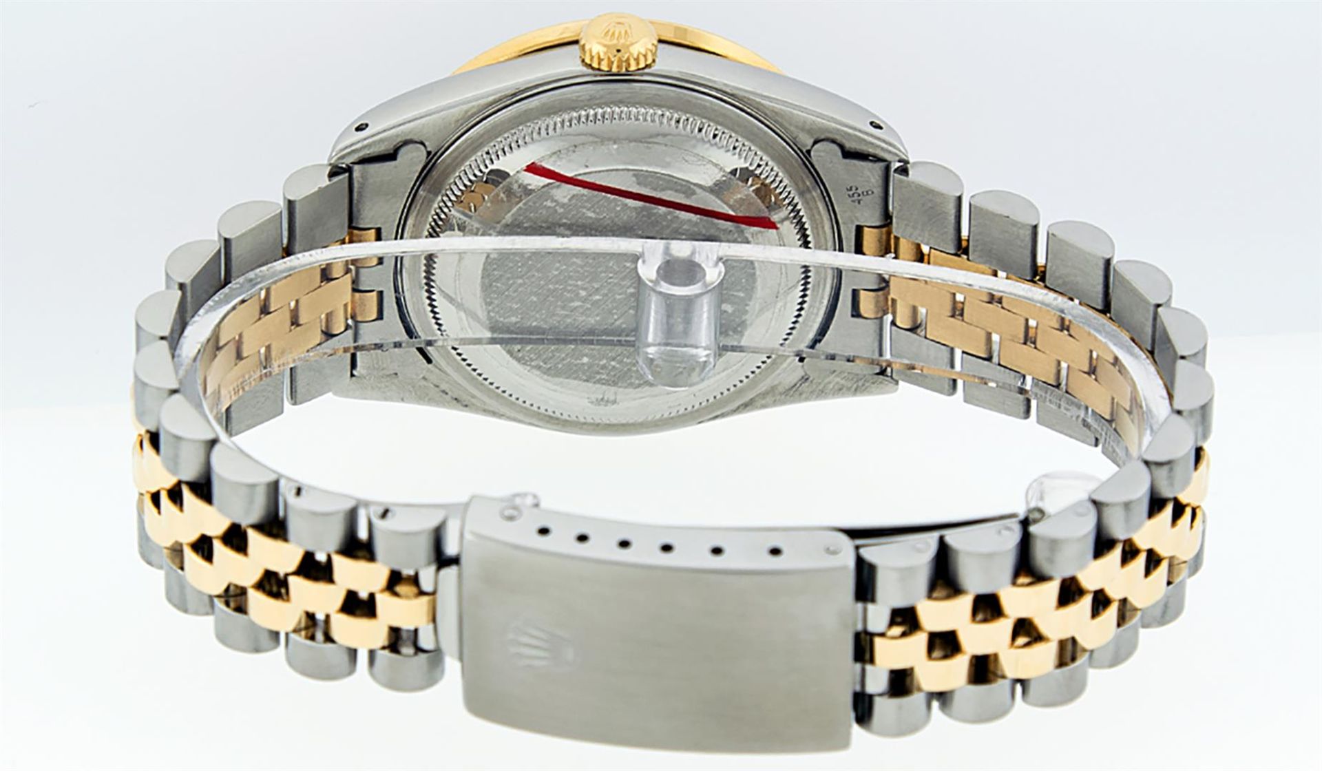 Rolex Mens 2 Tone Black String Diamond Lugs & Ruby Oyster Perpetual Datejust 36M - Image 5 of 9