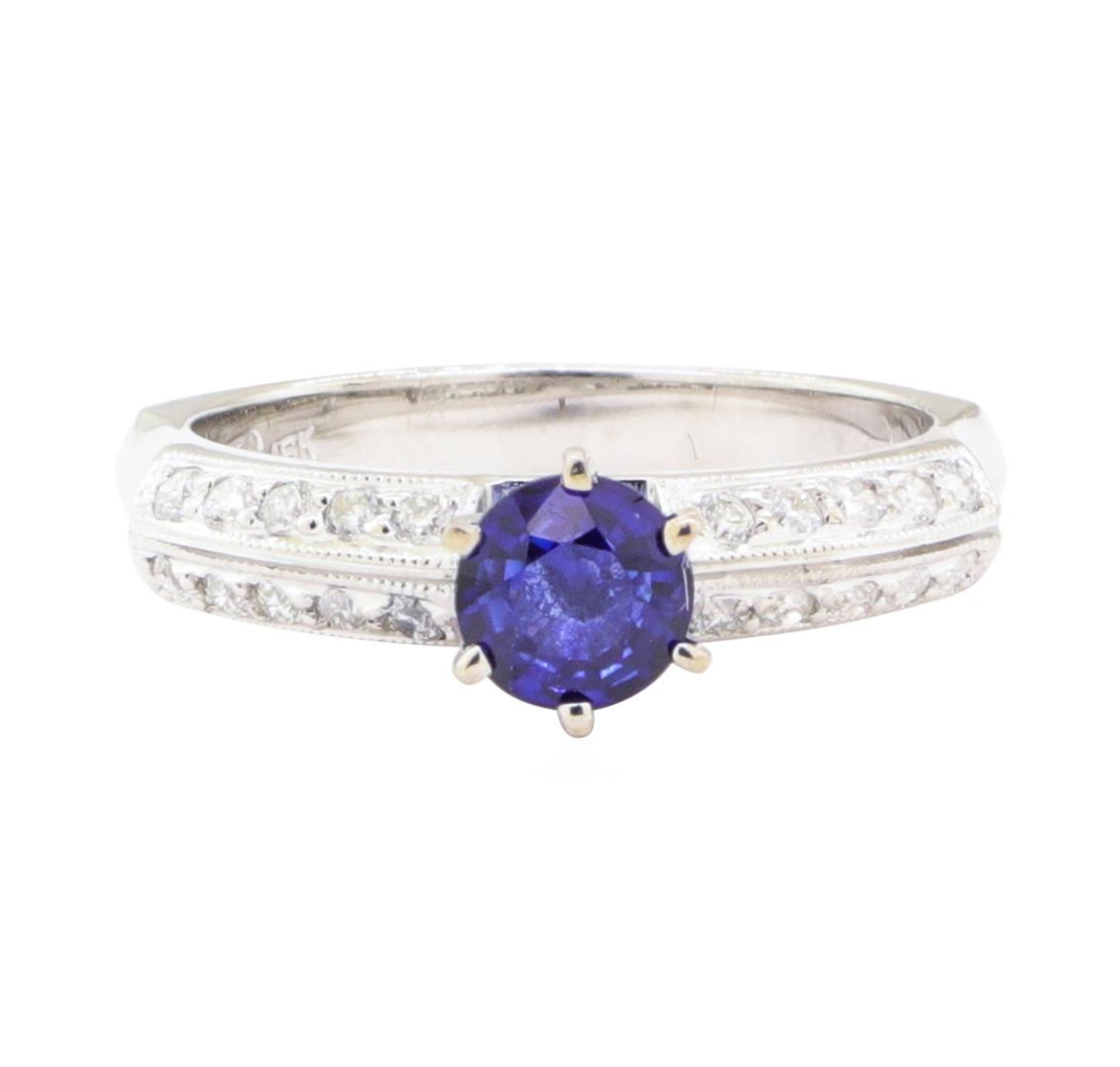 0.95 ctw Sapphire And Diamond Ring - 18KT White Gold - Image 2 of 5