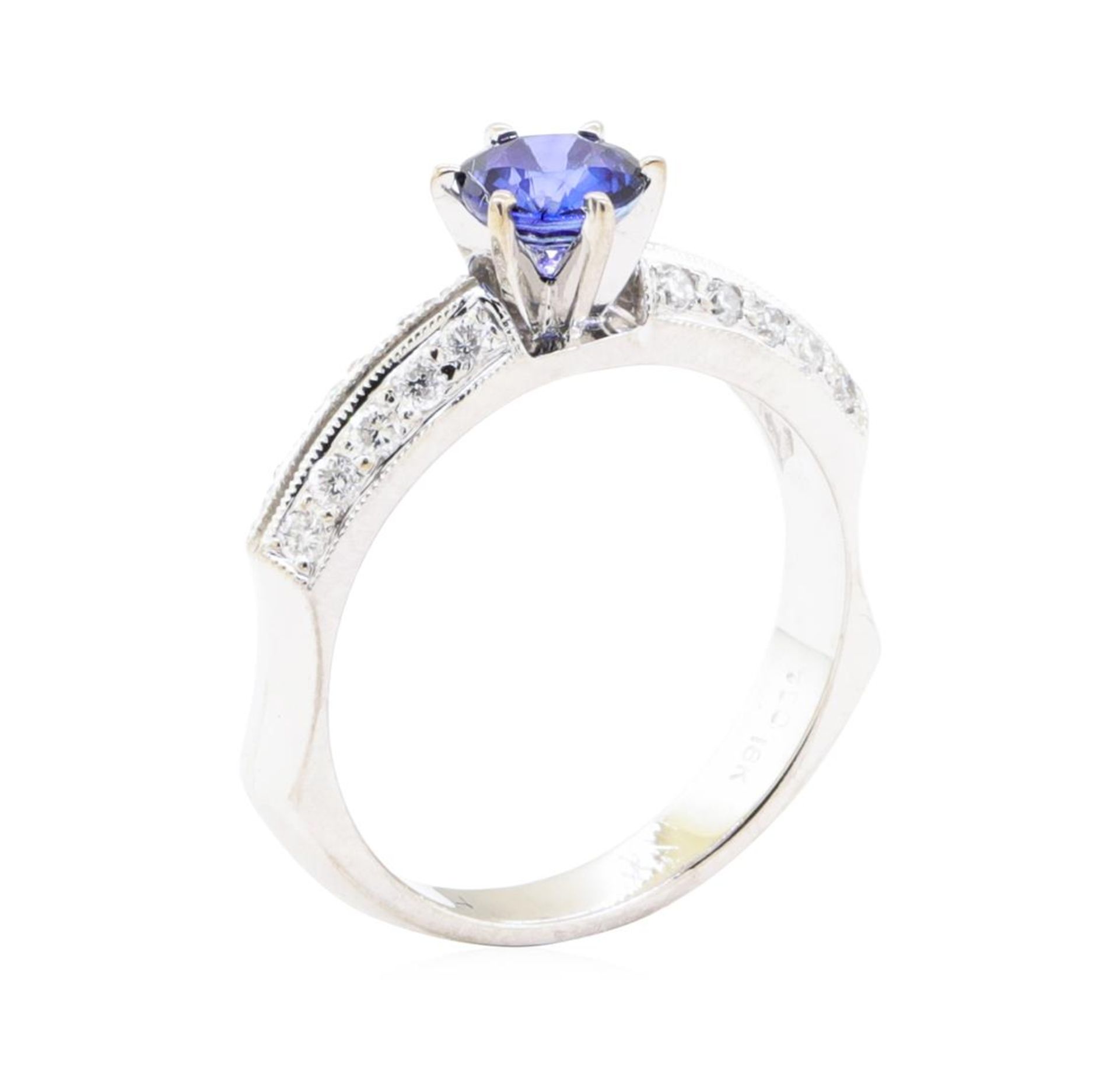 0.95 ctw Sapphire And Diamond Ring - 18KT White Gold - Image 4 of 5