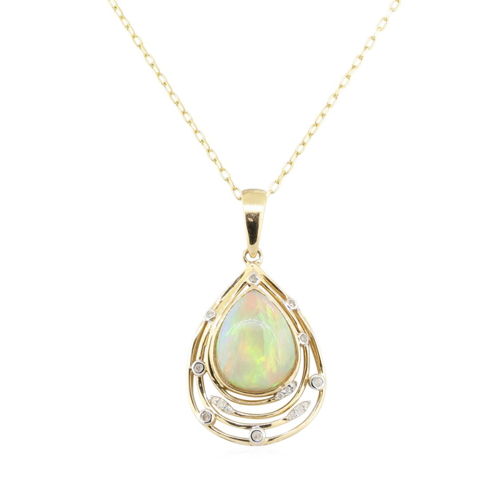 5.59ct Opal and Diamond Pendant - 14KT Yellow Gold - Image 2 of 2
