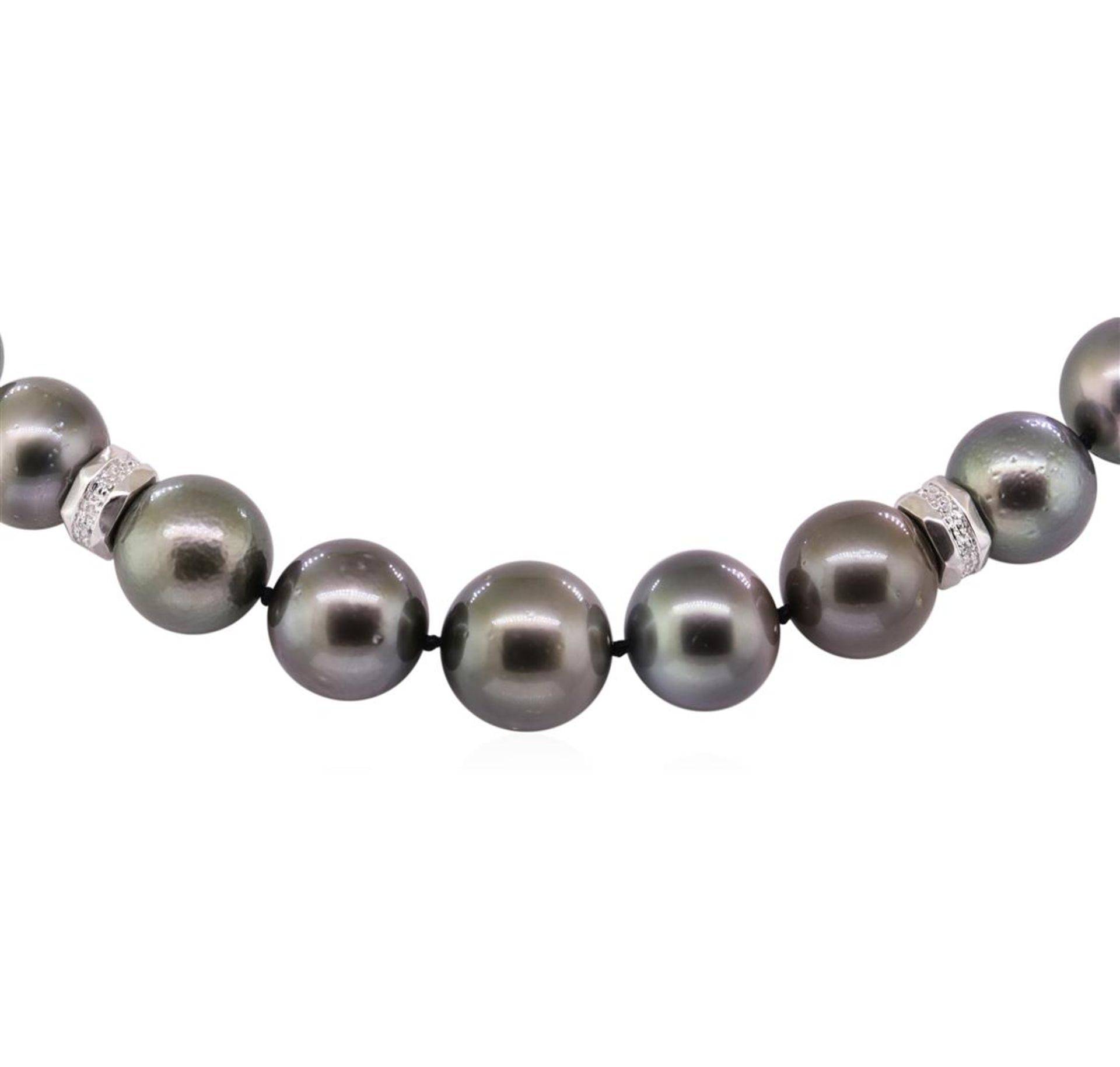 0.67 ctw Diamond and Tahitian Pearl Necklace - 14KT White Gold - Image 2 of 4