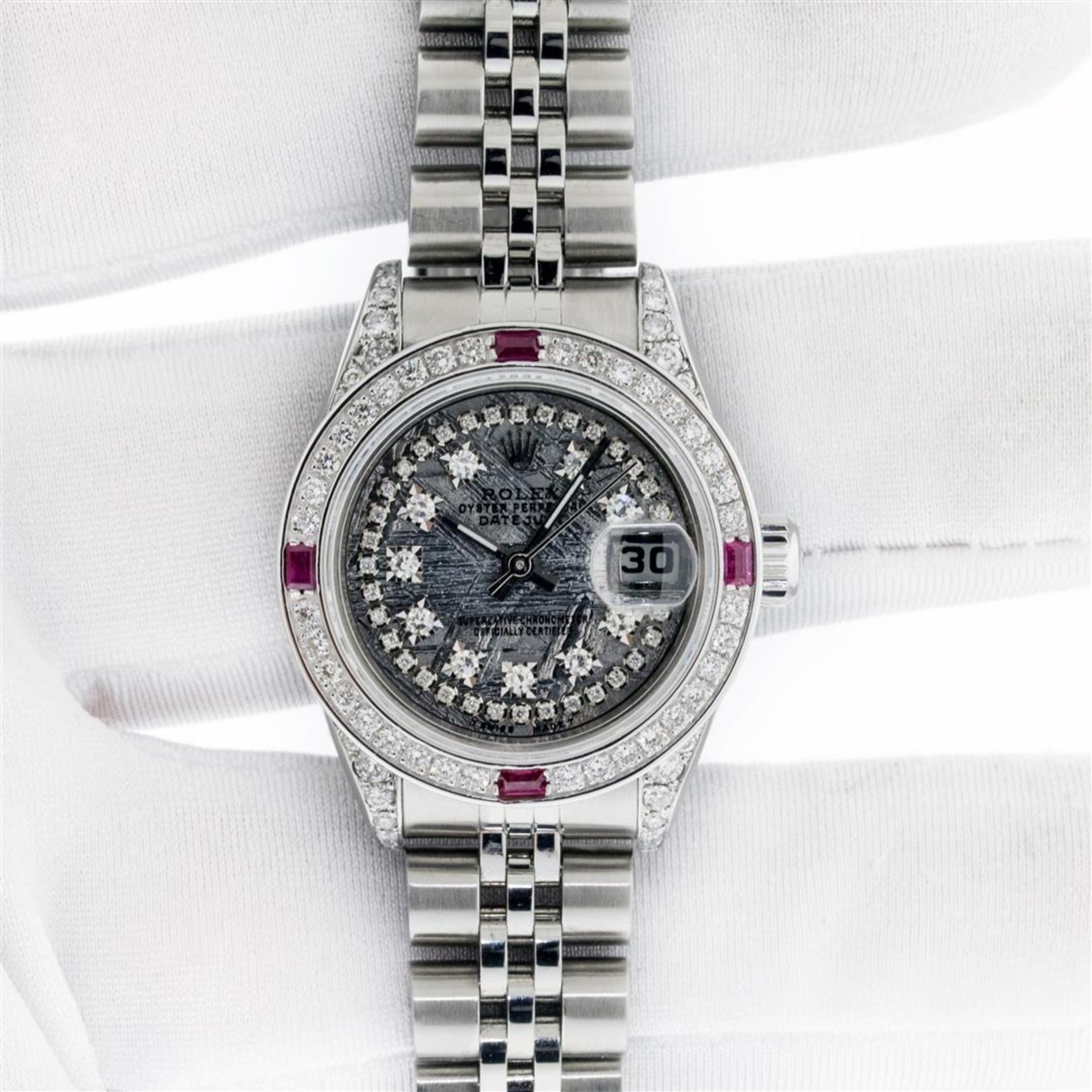 Rolex Ladies Stainless Steel Quickset Meteorite Diamond Lugs Jubilee Datejust Wr - Image 3 of 9