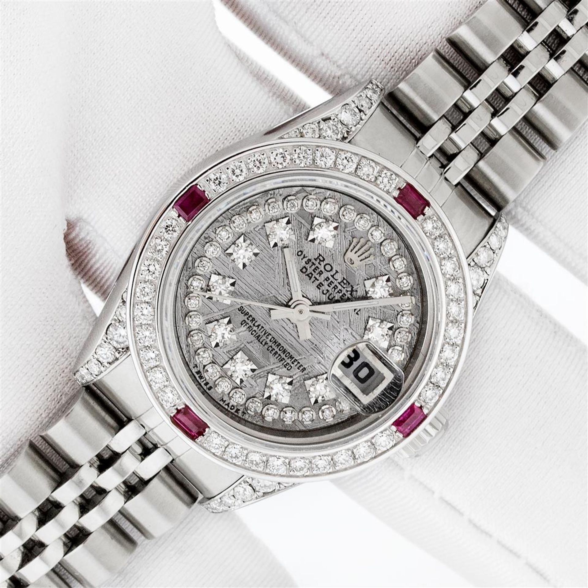 Rolex Ladies Stainless Steel Quickset Meteorite Diamond Lugs Jubilee Datejust Wr - Image 2 of 9