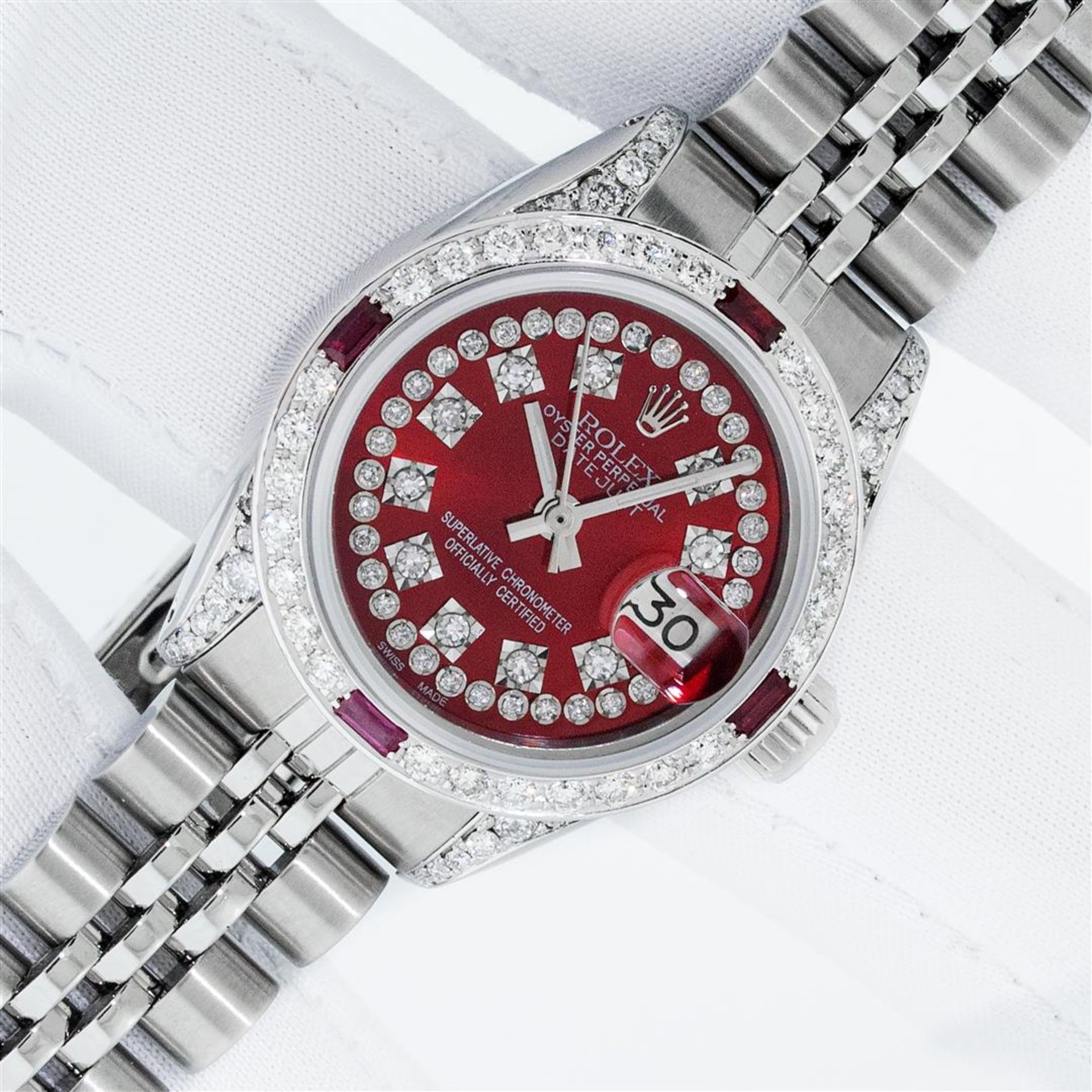 Rolex Ladies Stainless Steel 26MM Red Diamond Lugs 26MM Datejust Wristwatch With - Image 2 of 9