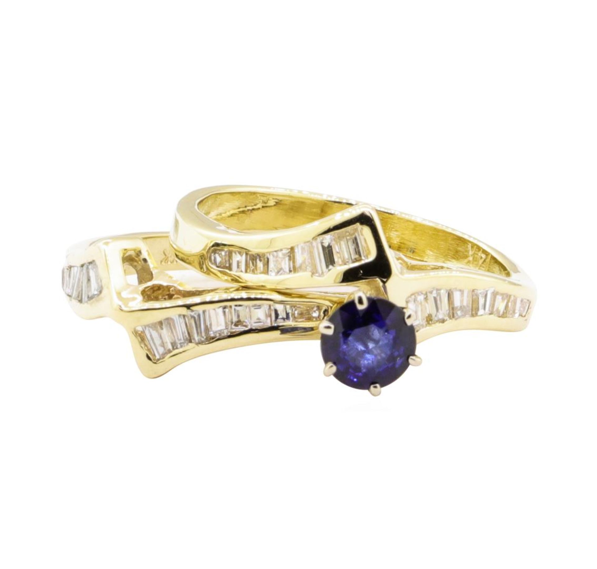 1.03 ctw Blue Sapphire And Diamond Ring And Band - 14KT Yellow Gold - Image 3 of 4