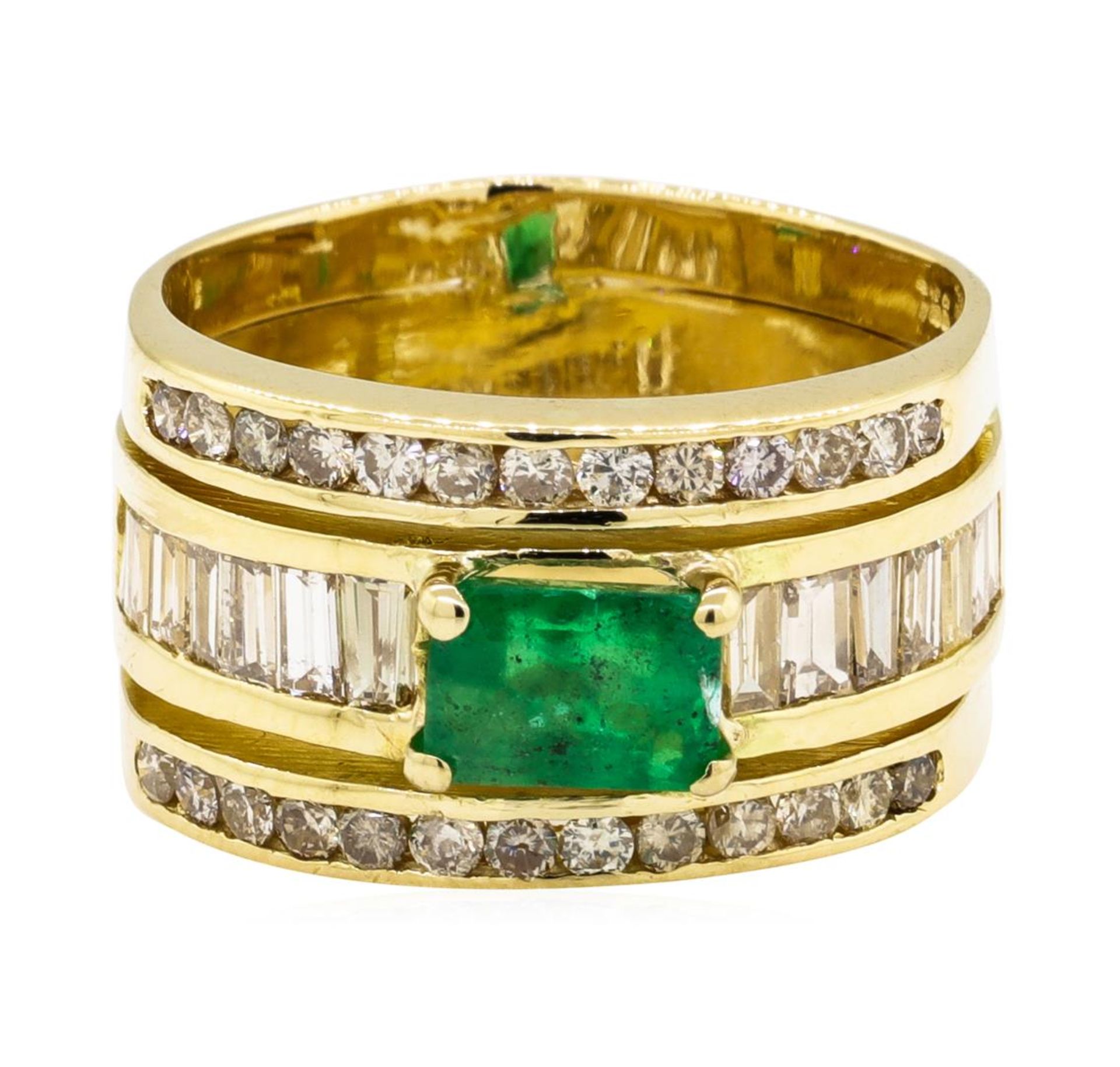 0.90 ct ct Emerald and Diamond Ring - 18KT Yellow Gold - Image 2 of 5