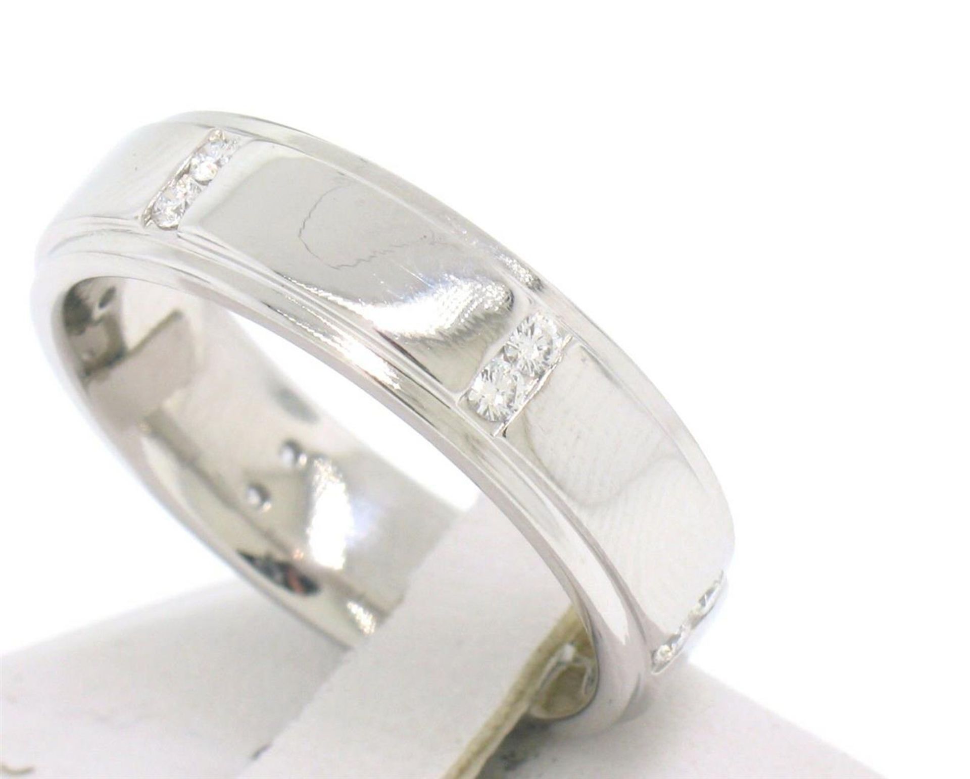 Men's Scott Kay Platinum .24ct Channel Diamond Solid Wide Wedding Band Ring - Image 3 of 4