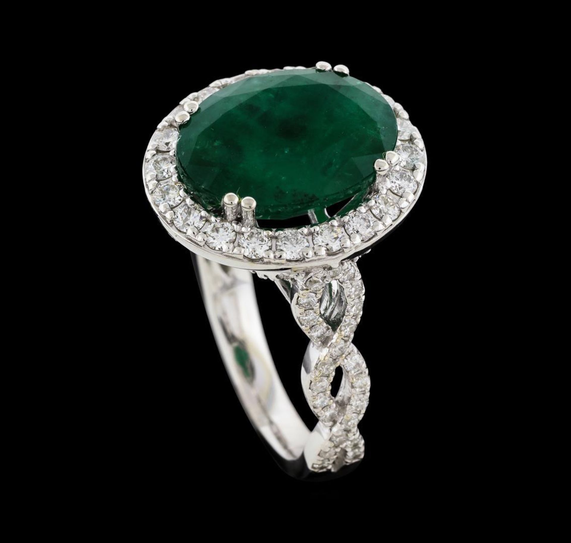 5.68 ctw Emerald and Diamond Ring - 14KT White Gold - Image 4 of 5