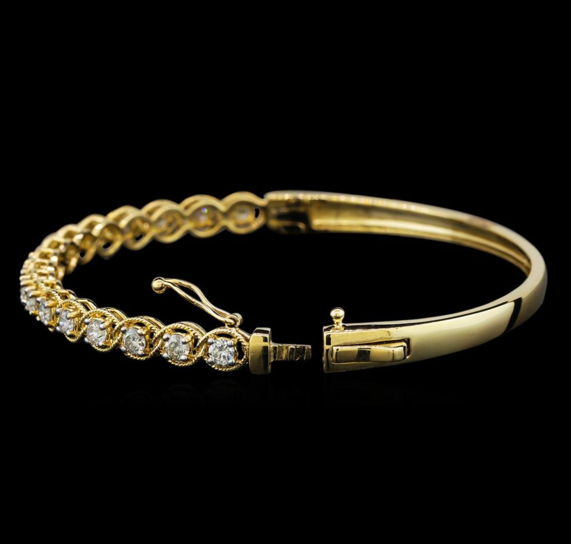 1.57 ctw Diamond Bangle Bracelet - 14KT Yellow Gold - Image 3 of 4