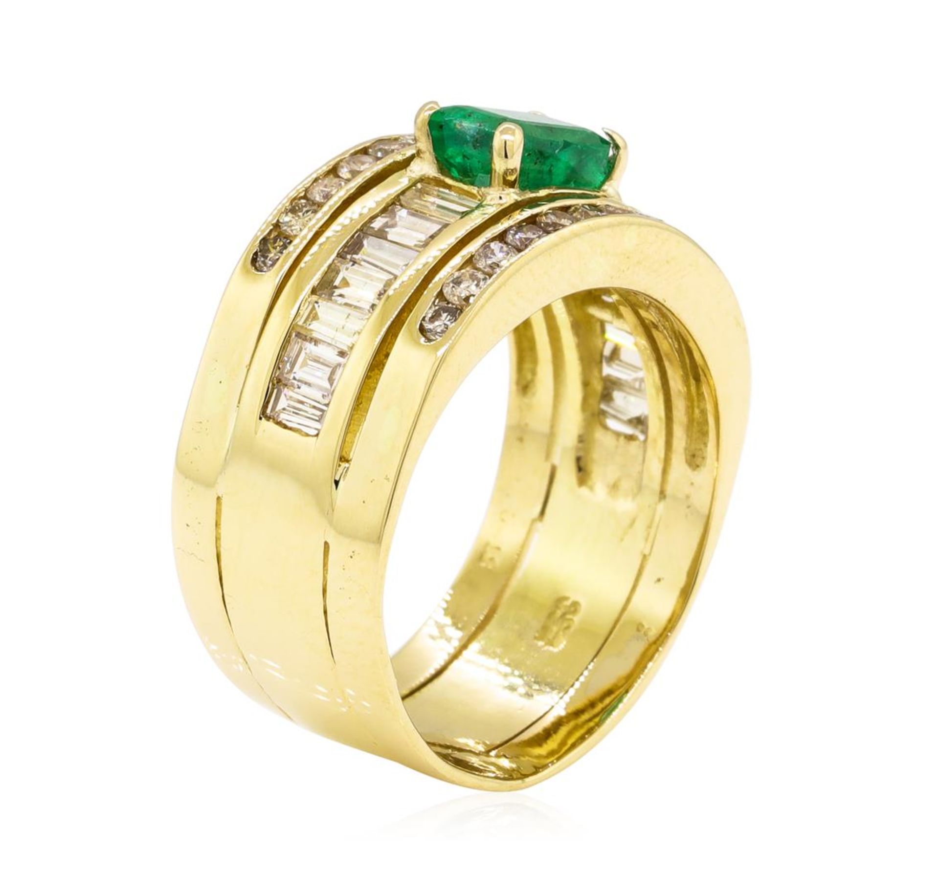 0.90 ct ct Emerald and Diamond Ring - 18KT Yellow Gold - Image 4 of 5