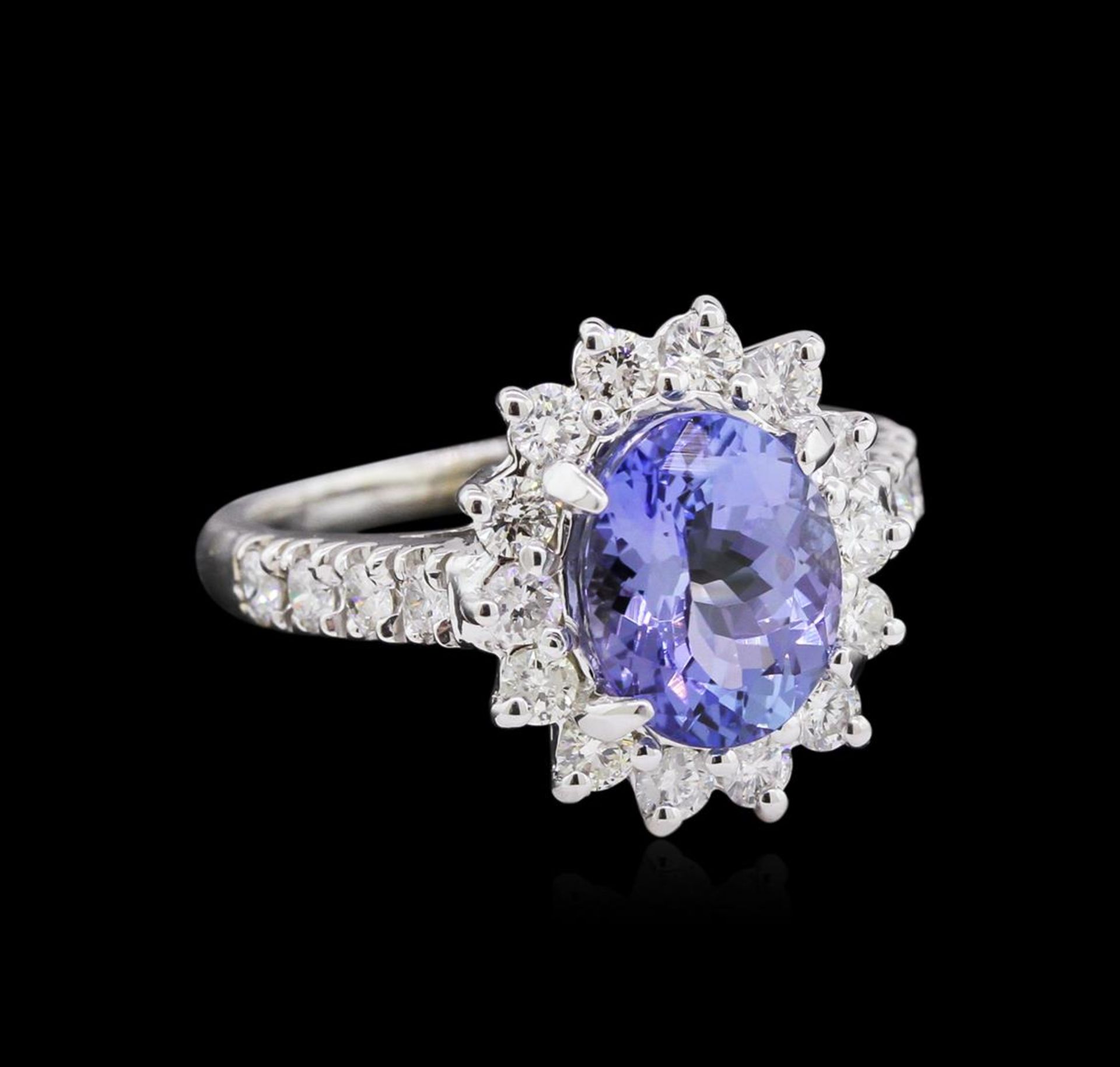 2.50 ct Tanzanite and Diamond Ring - 14KT White Gold