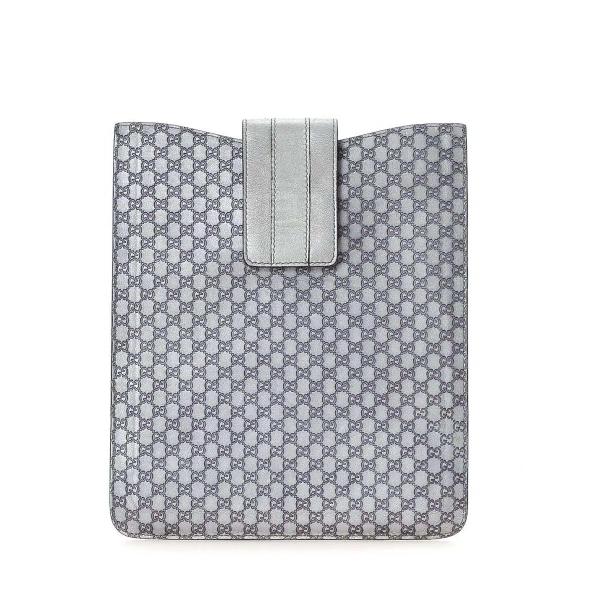 Gucci Silver Leather Microguccissima iPad Case