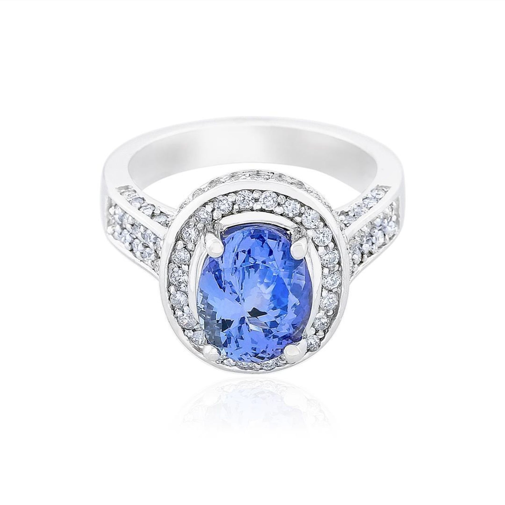 14KT White Gold 2.81ct Tanzanite and Diamond Ring