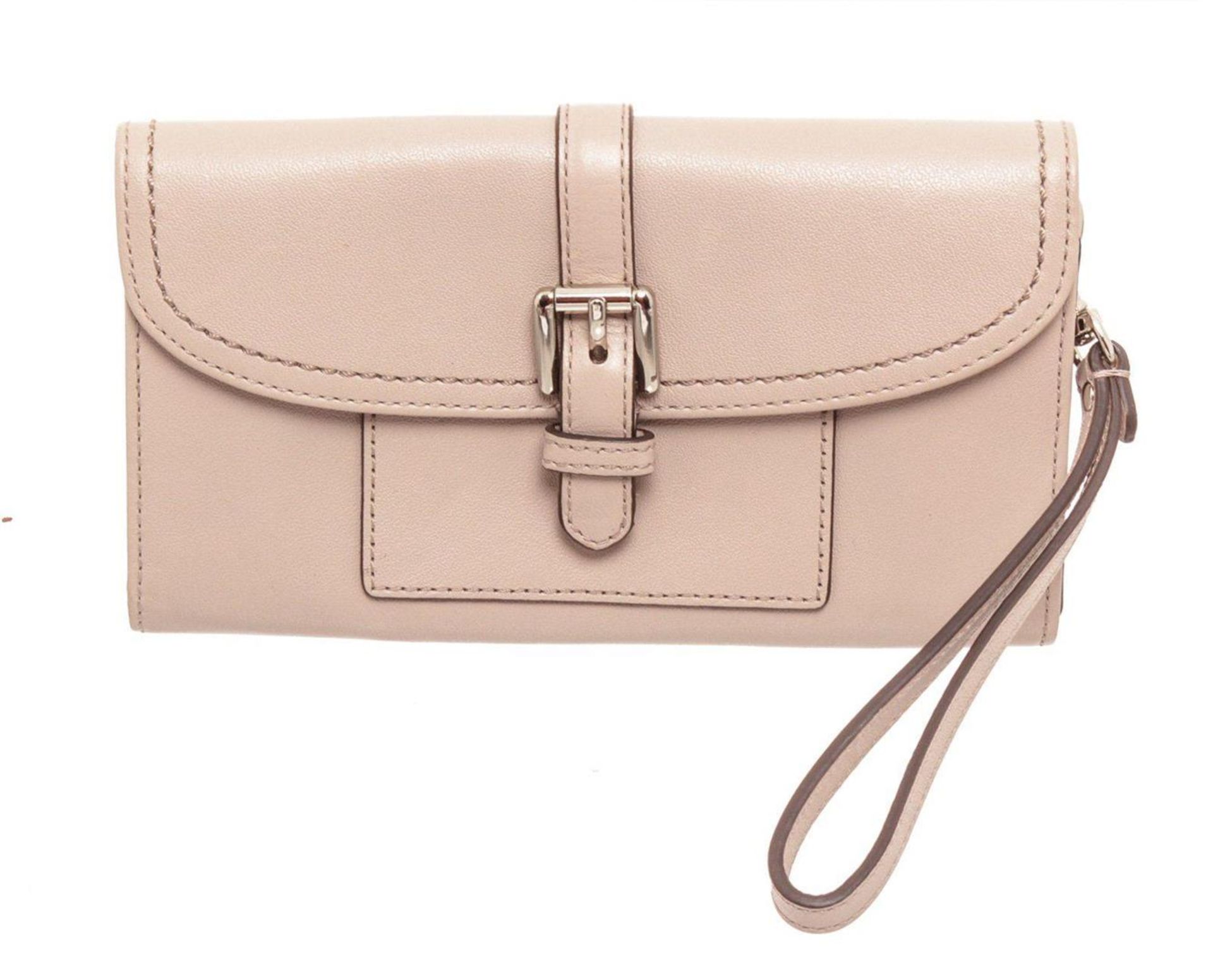 Coach Beige Leather Hybrid Wristlet Wallet