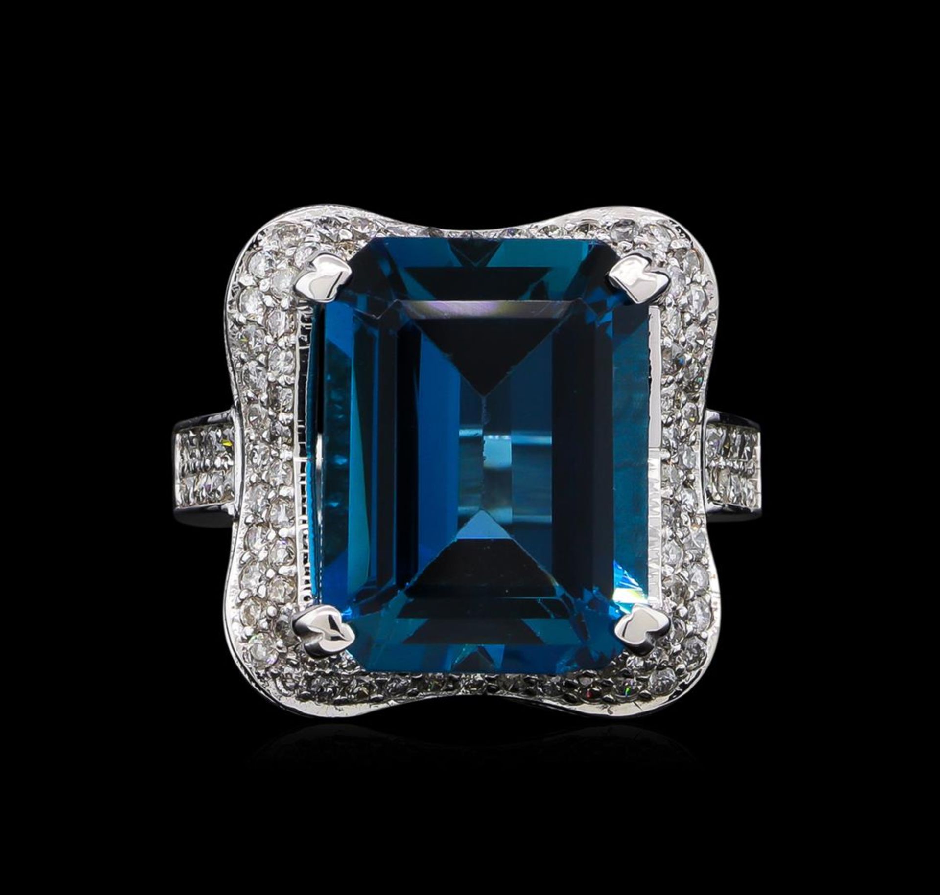 14KT White Gold 16.86 ctw Blue Topaz and Diamond Ring - Image 2 of 5