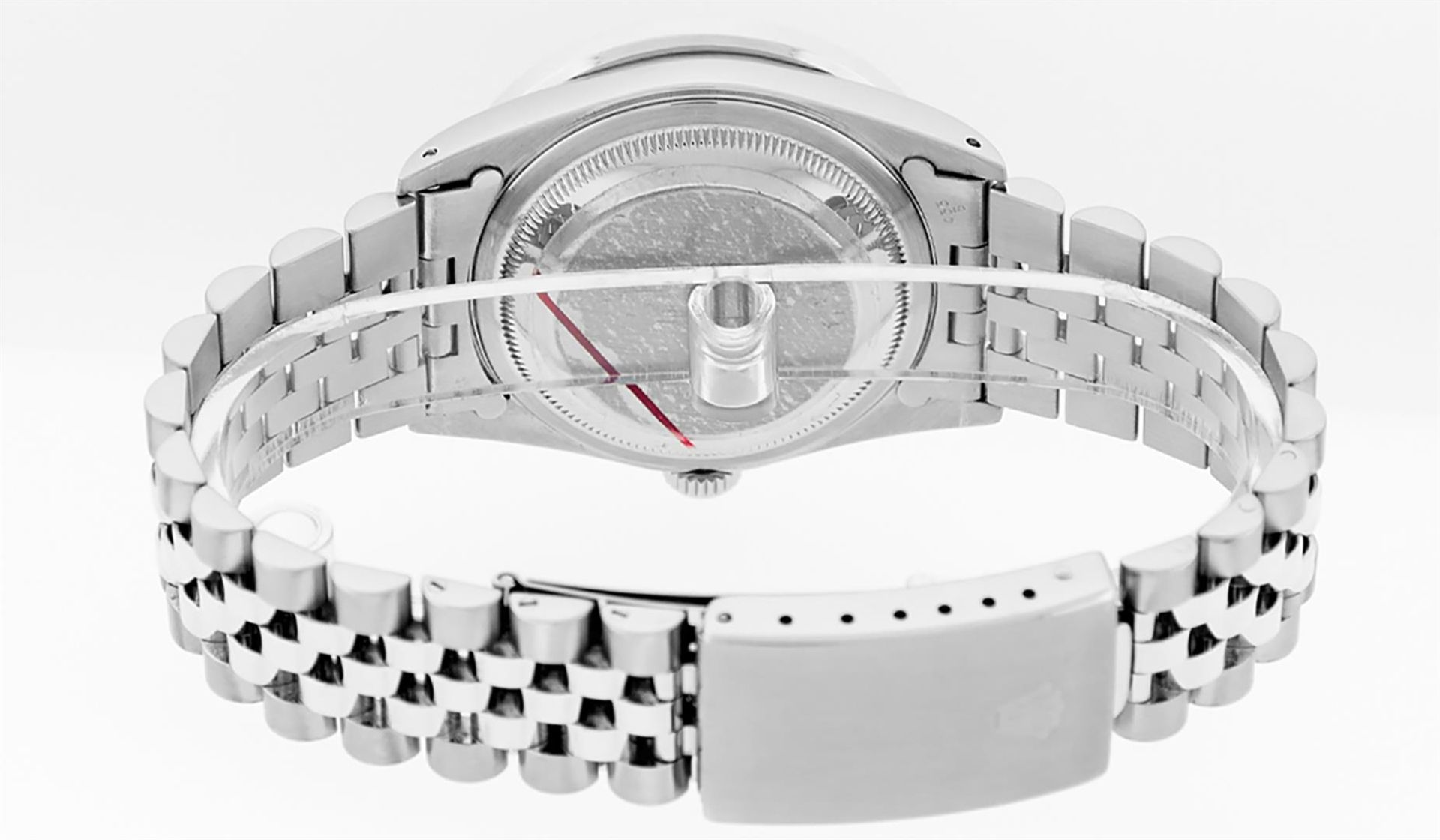 Rolex Mens Stainless Steel 3ctw Red Vignette Roman Diamond Datejust Wristwatch - Image 6 of 9