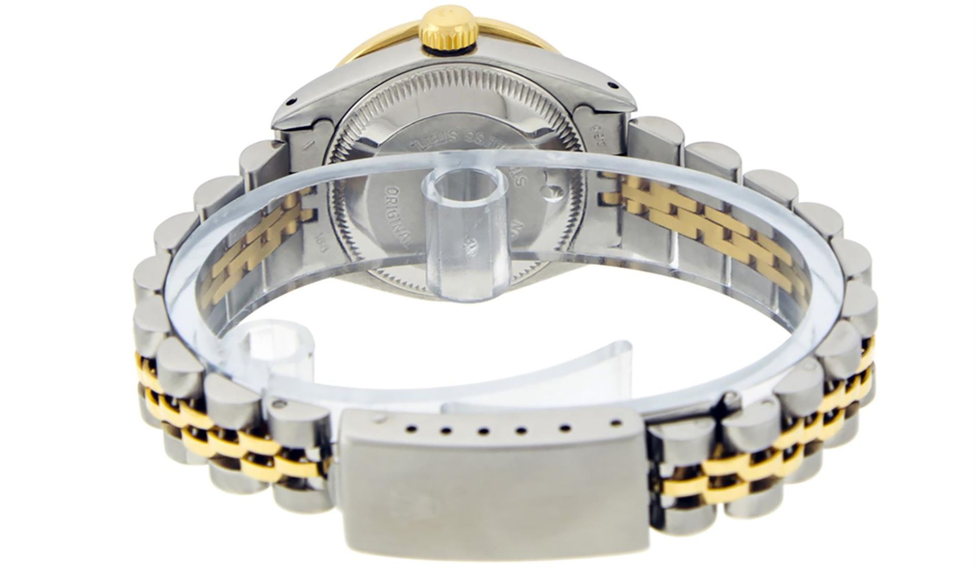 Rolex Ladies 2 Tone MOP Sapphire & Diamond, Emerald Datejust Wristwatch 26MM - Image 8 of 9