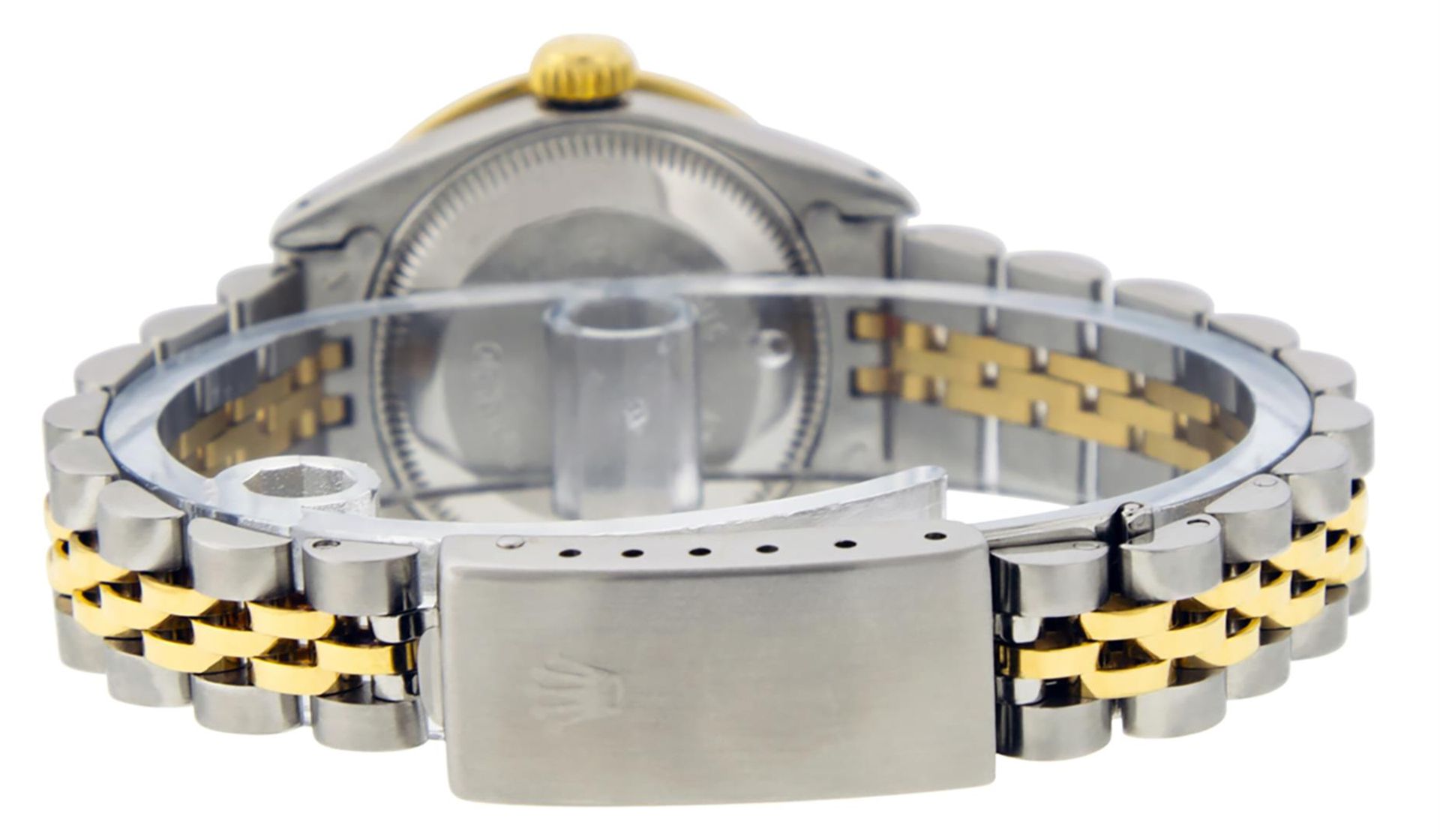 Rolex Ladies 2 Tone MOP Sapphire & Diamond, Emerald Datejust Wristwatch 26MM - Image 7 of 9