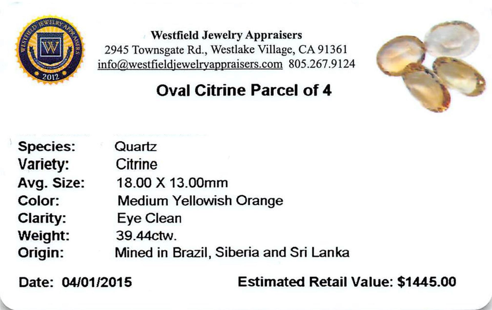 39.44 ctw Oval Mixed Citrine Quartz Parcel - Image 2 of 2