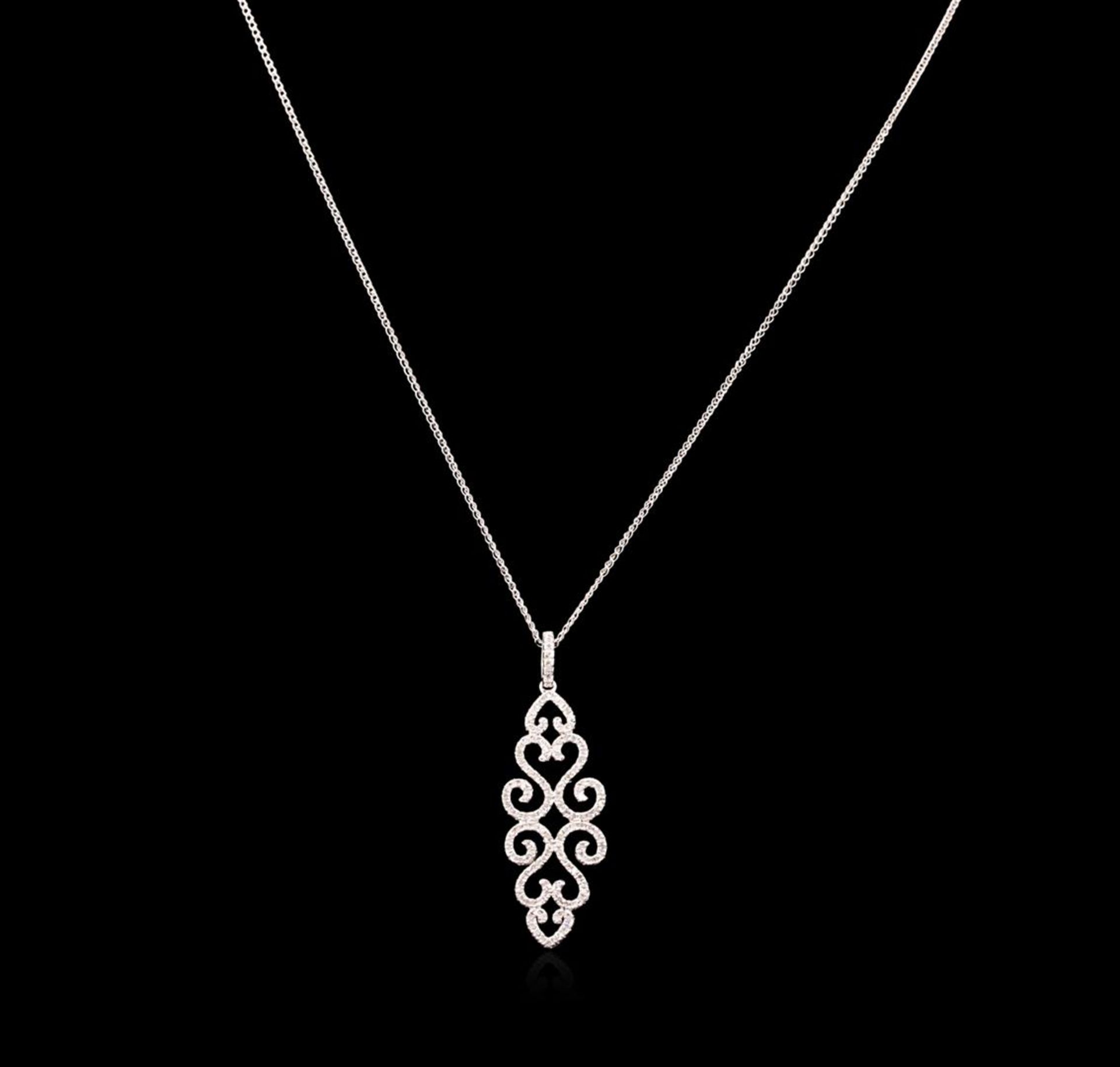 0.66 ctw Diamond Pendant With Chain - 14KT White Gold - Image 2 of 2