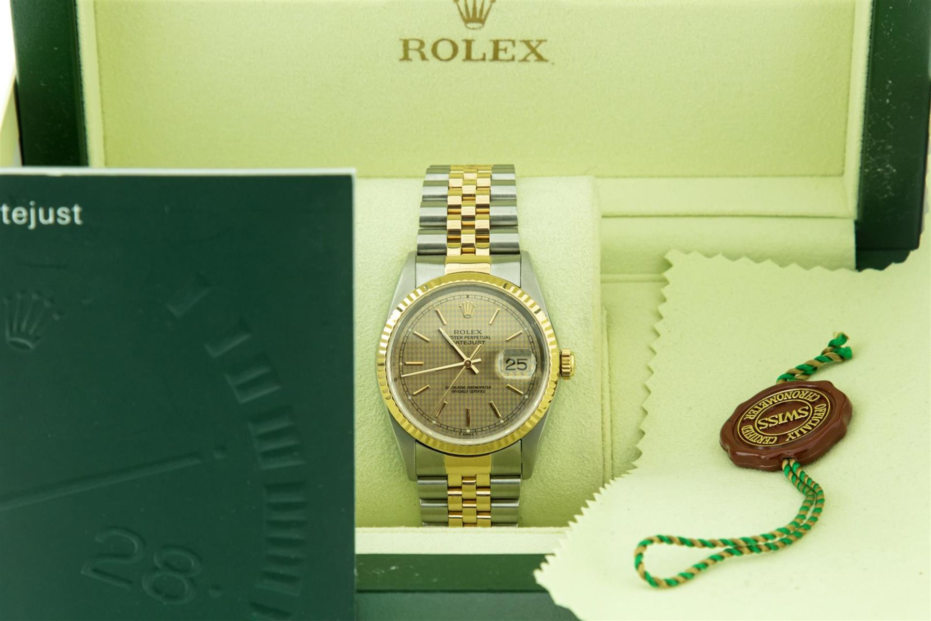 Rolex Datejust Mens 36 Rare Houndstooth Dial Box Booklets Serviced Polished Oyst - Image 2 of 9