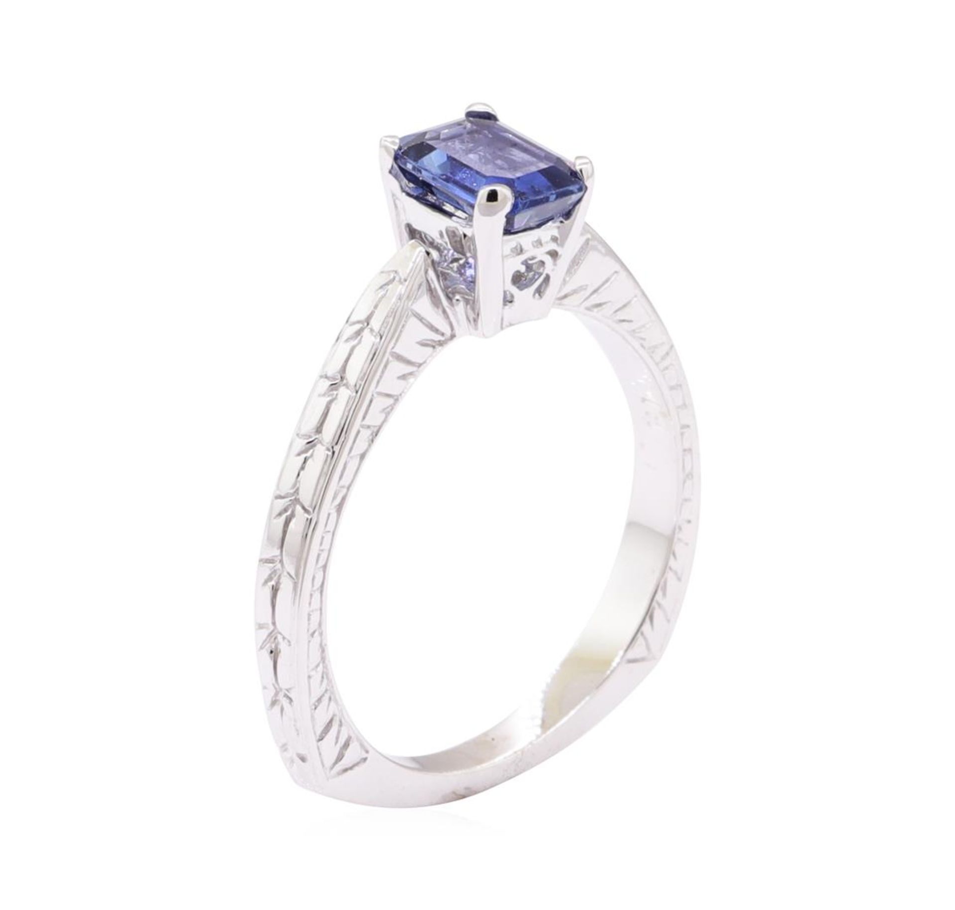 1.09ct Blue Sapphire Solitaire Ring - 14KT White Gold - Image 4 of 4