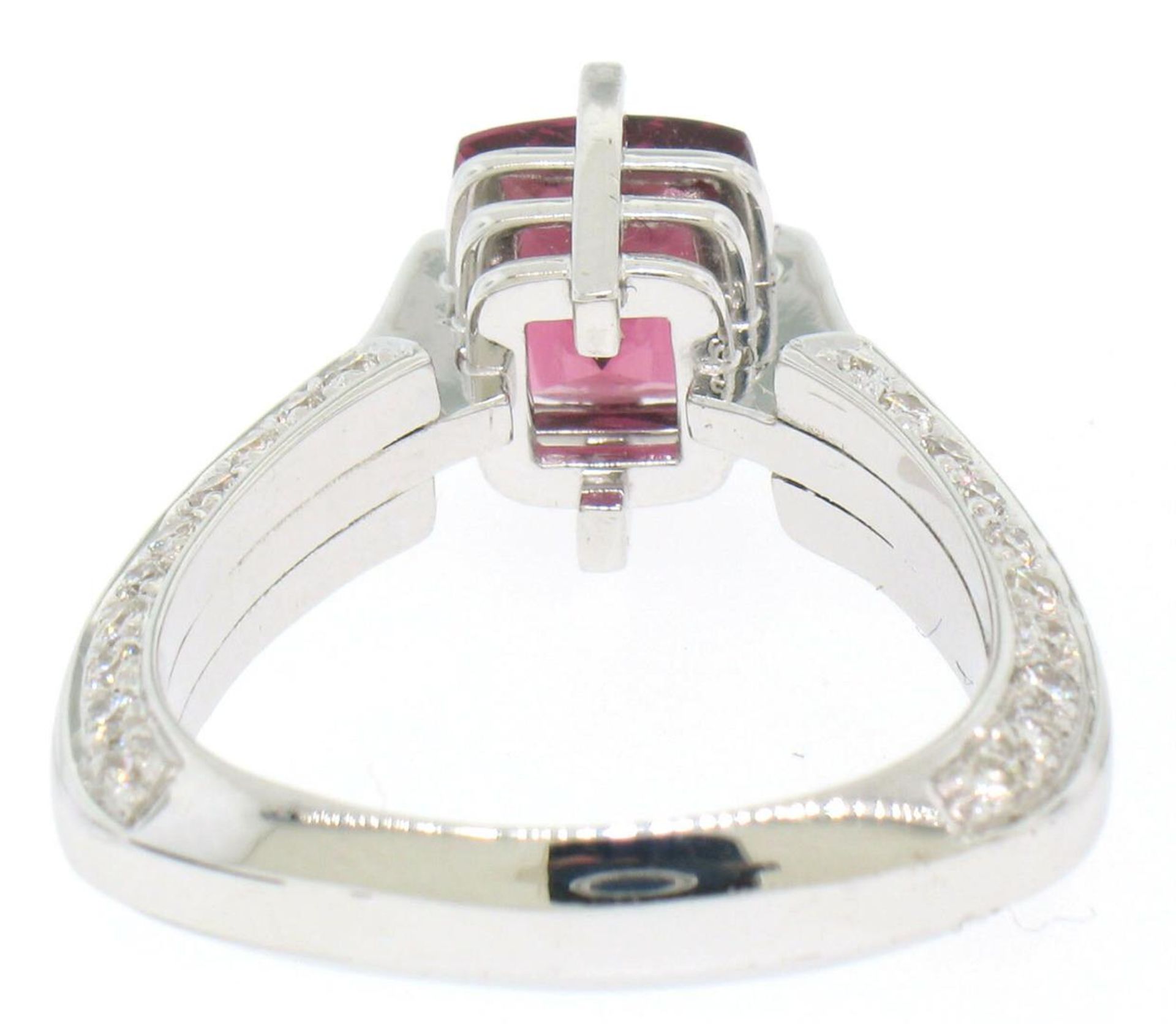 18k White Gold Cushion Rubellite Tourmaline Ring w/ 0.79ctw Pave Fine Diamonds - Image 7 of 7