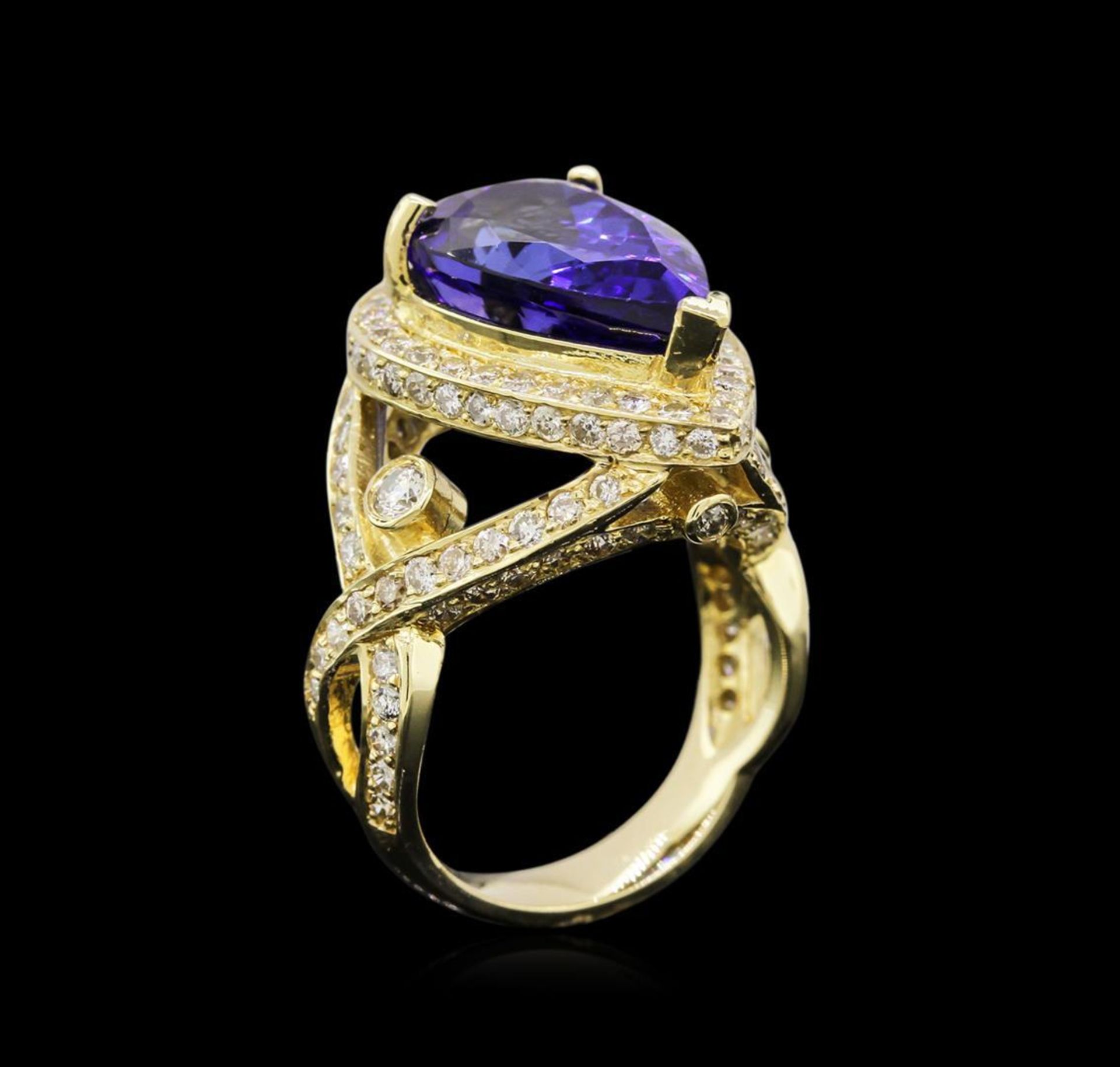 14KT Yellow Gold 7.74 ctw GIA Cert Tanzanite and Diamond Ring - Image 3 of 5