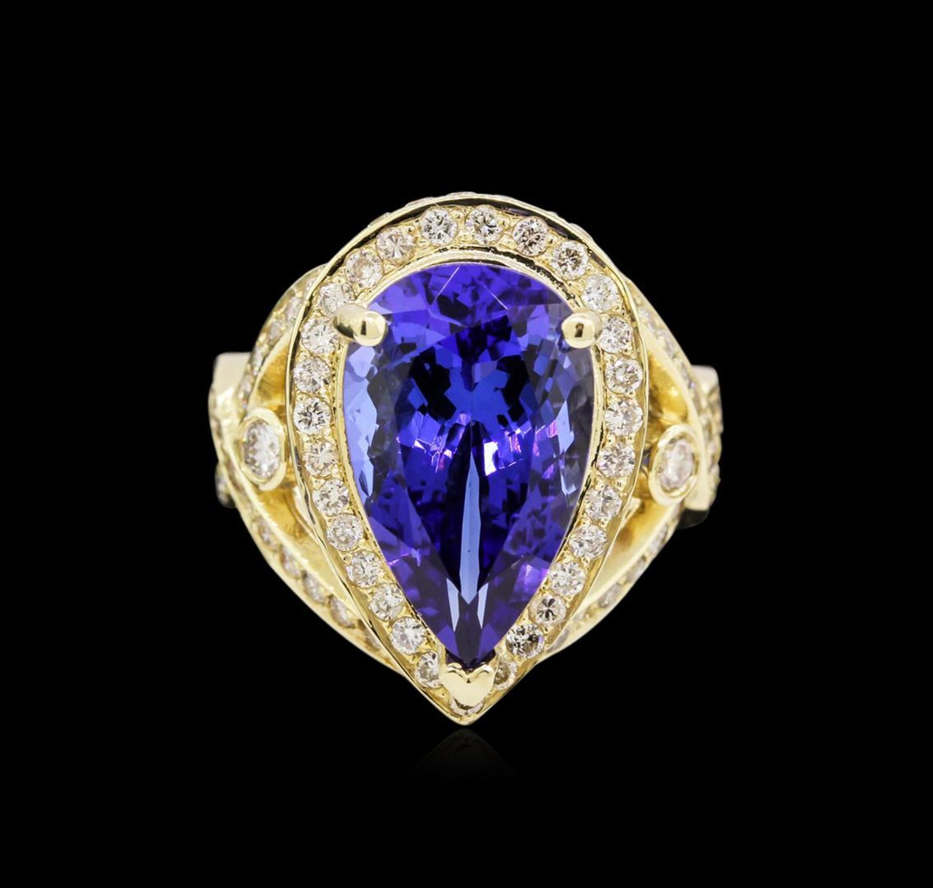 14KT Yellow Gold 7.74 ctw GIA Cert Tanzanite and Diamond Ring - Image 2 of 5