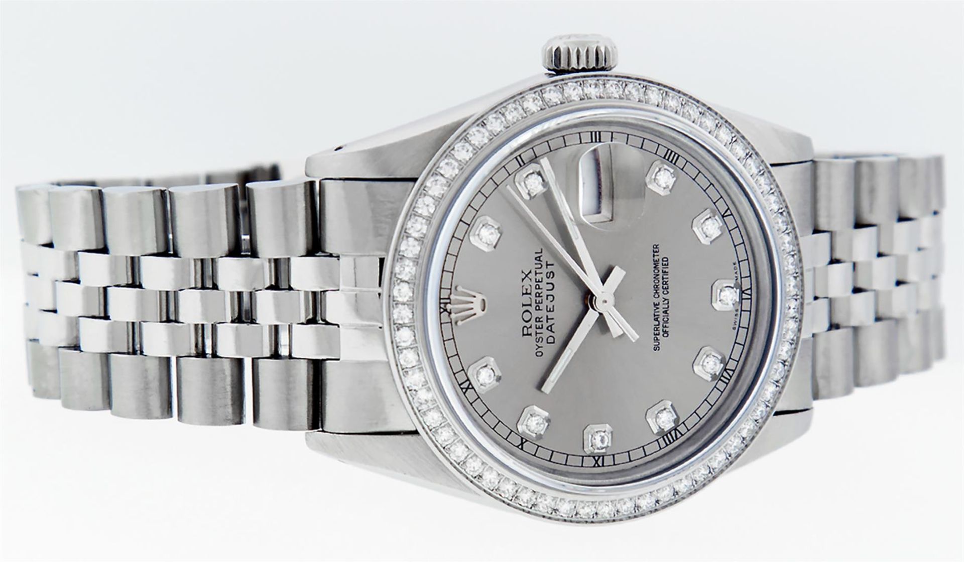 Rolex Mens Stainless Steel Slate Grey Diamond 36MM Datejust Wristwatch - Image 4 of 9