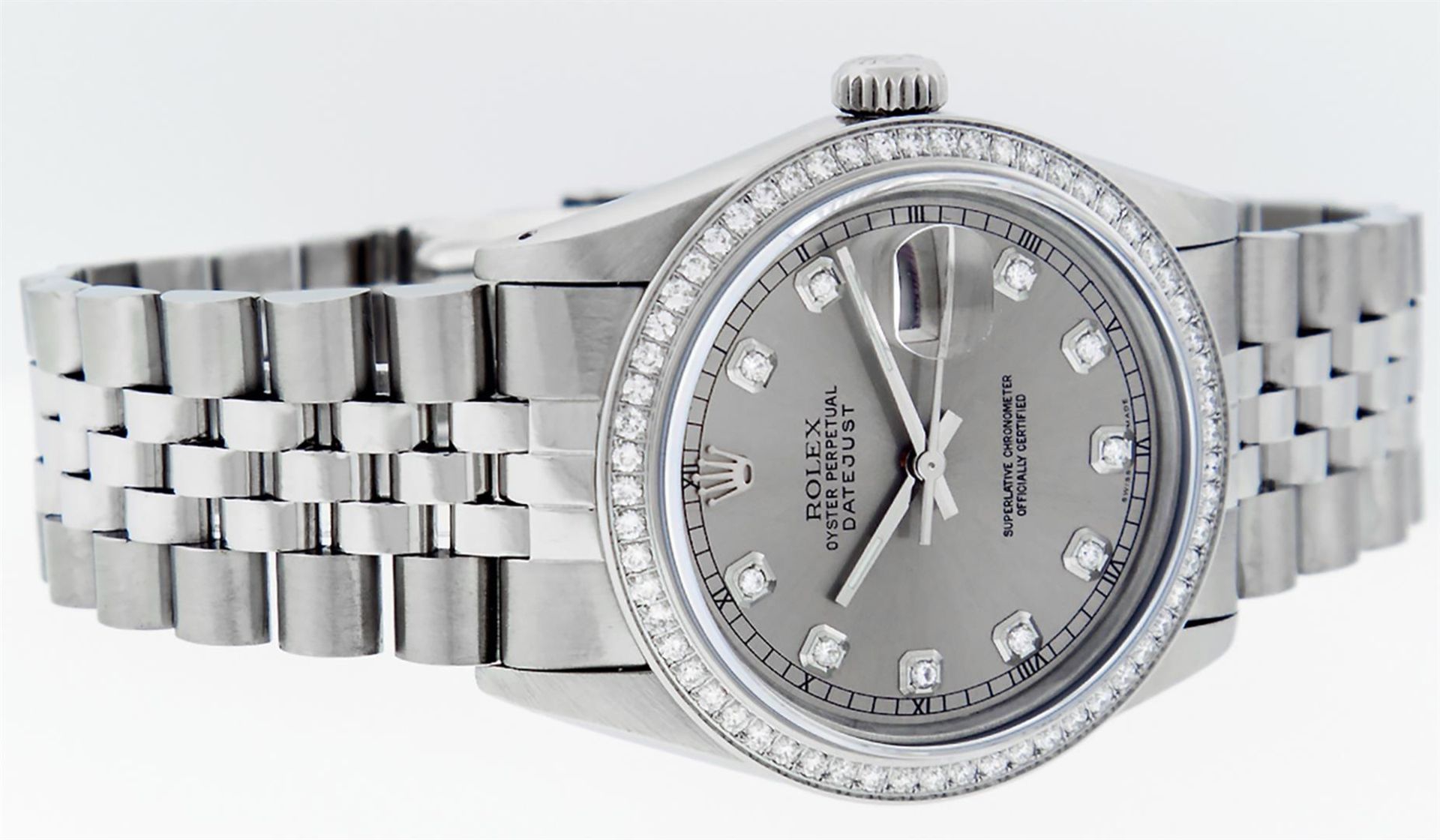 Rolex Mens Stainless Steel Slate Grey Diamond 36MM Datejust Wristwatch - Image 5 of 9