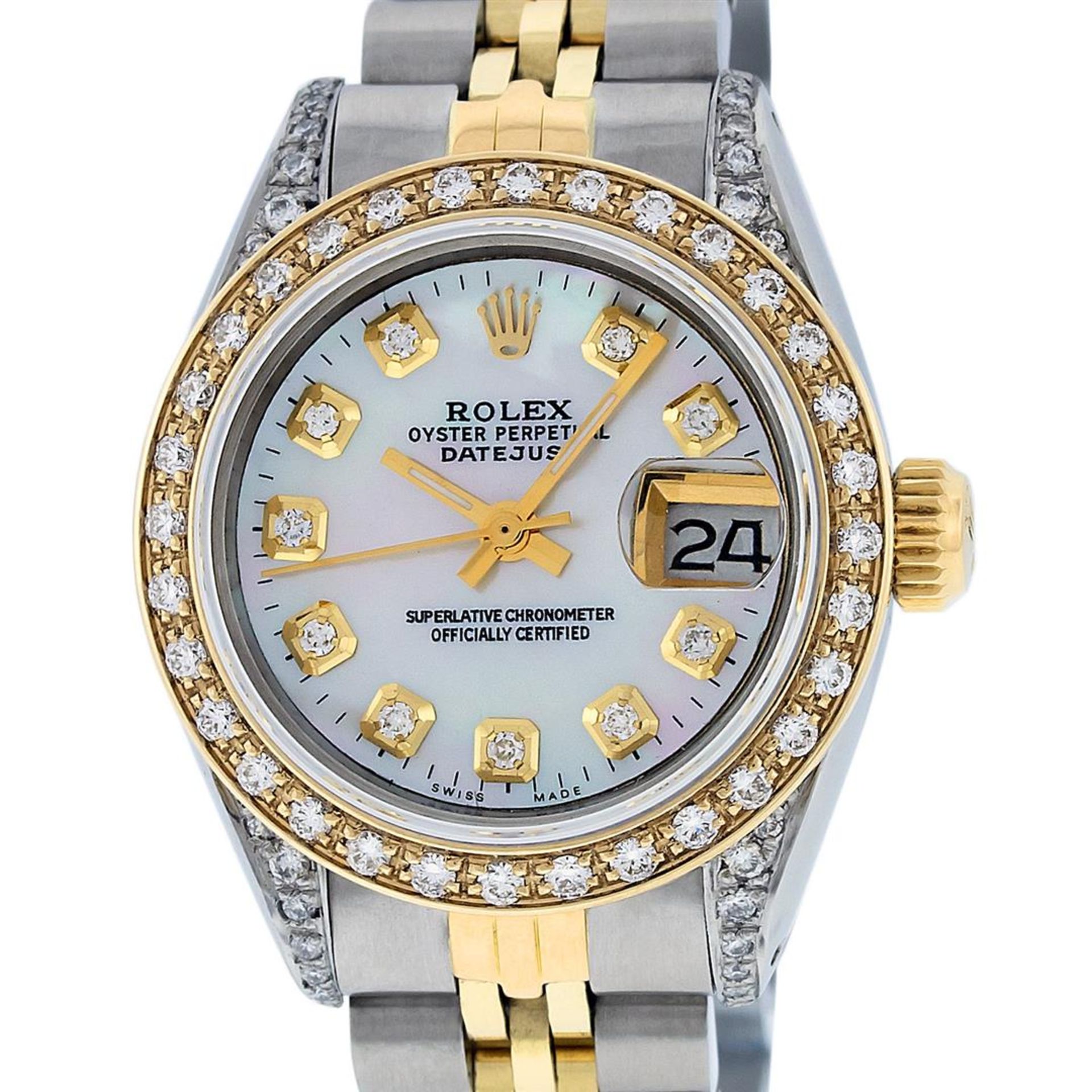 Rolex Ladies 2 Tone MOP Diamond Lugs Datejust Wristwatch - Image 2 of 9