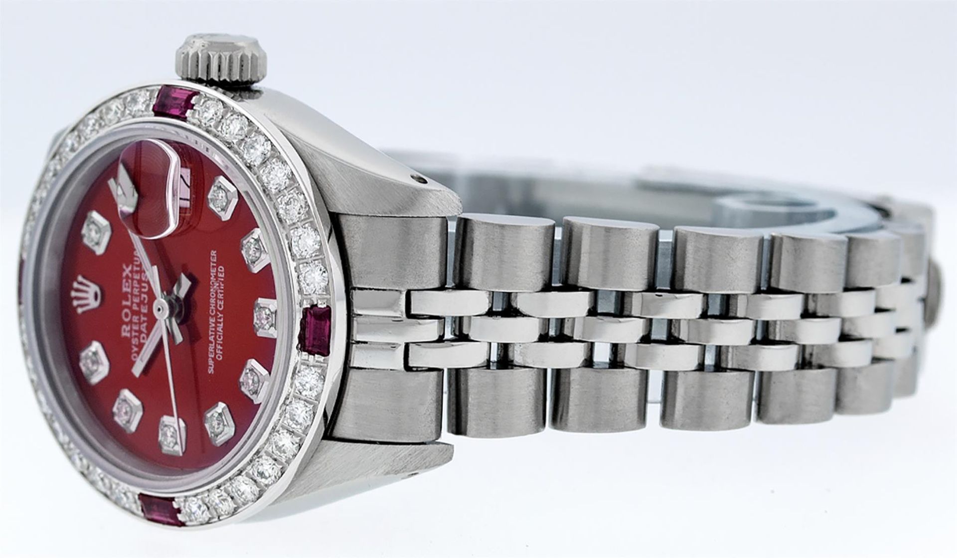 Rolex Ladies Stainless Steel Red Diamond & Ruby 26MM Datejust Wristwatch - Image 2 of 9