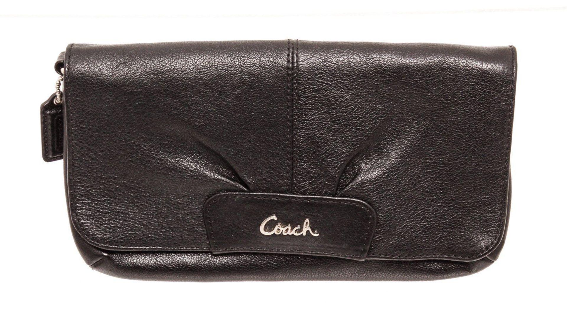 Coach Black Leather Large Flap Wristlet