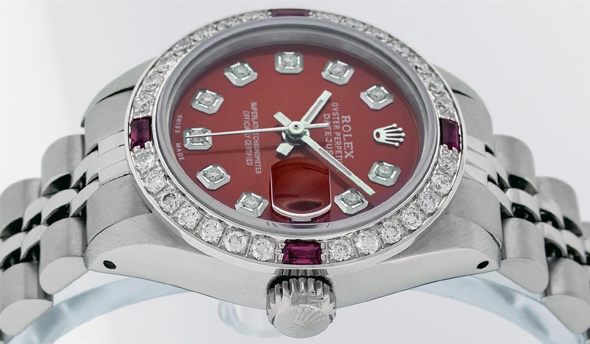 Rolex Ladies Stainless Steel Red Diamond & Ruby 26MM Datejust Wristwatch - Image 3 of 9