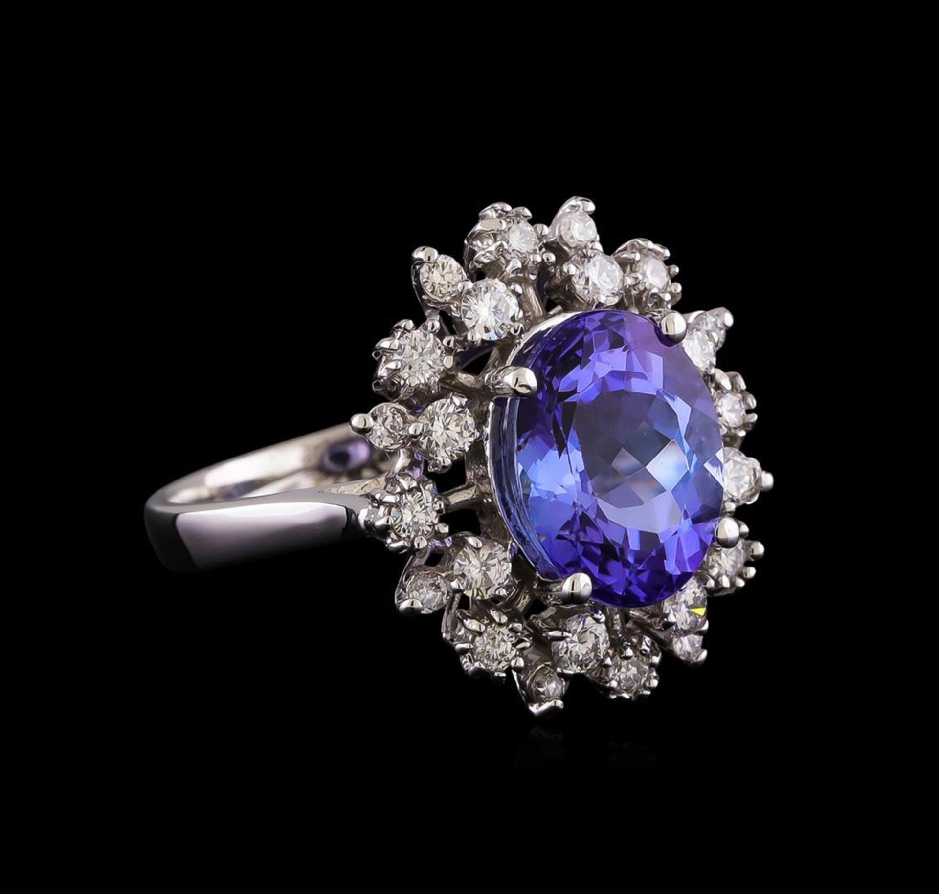 4.35ct Tanzanite and Diamond Ring - 14KT White Gold