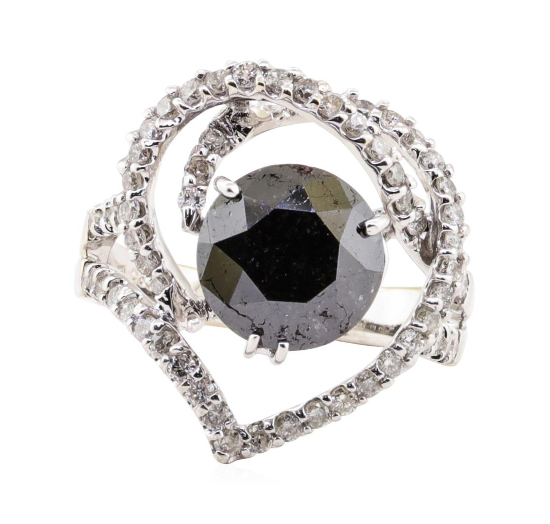 3.33ct Black Diamond and Diamond Ring - 18KT White Gold