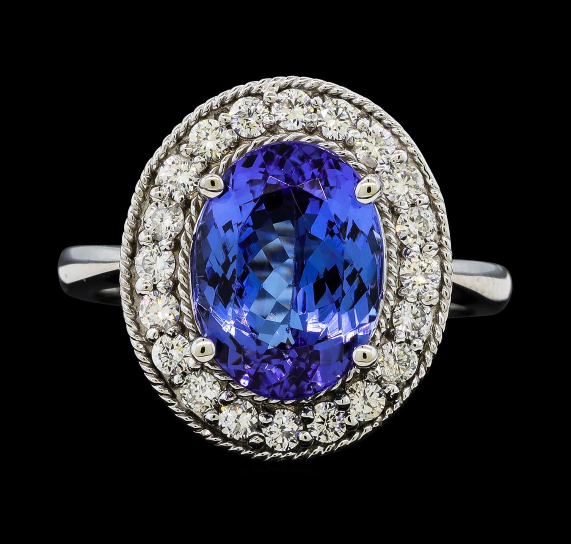 4.18 ctw Tanzanite and Diamond Ring - 14KT White Gold - Image 2 of 4