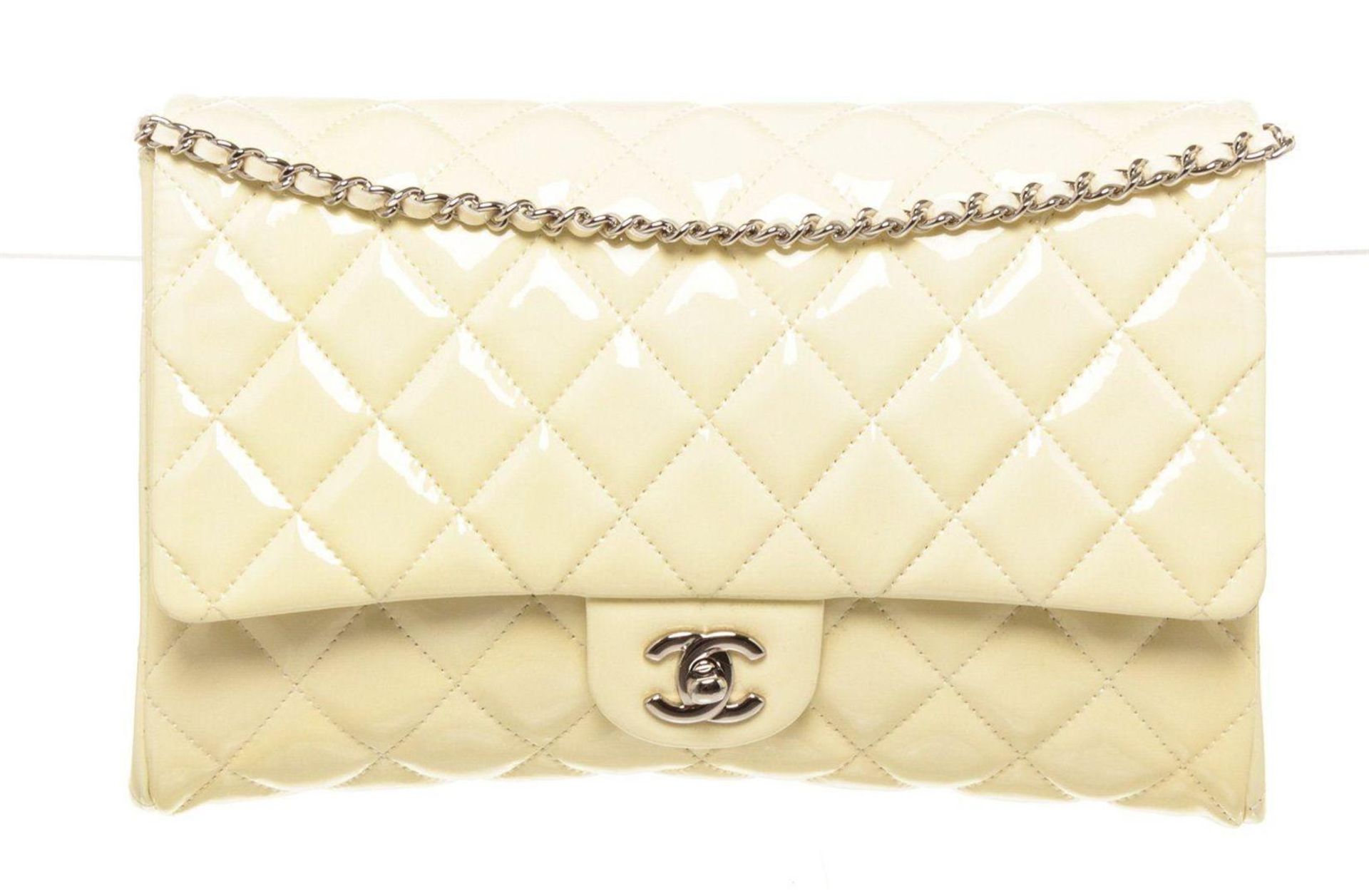 Chanel White Patent Flap Shoulder Bag