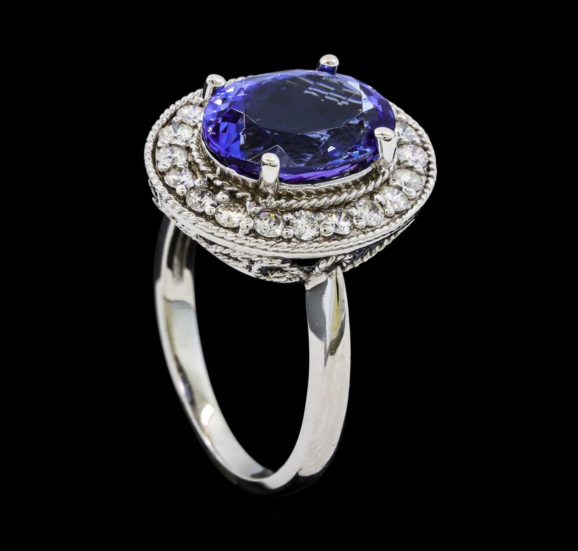 4.18 ctw Tanzanite and Diamond Ring - 14KT White Gold - Image 4 of 4