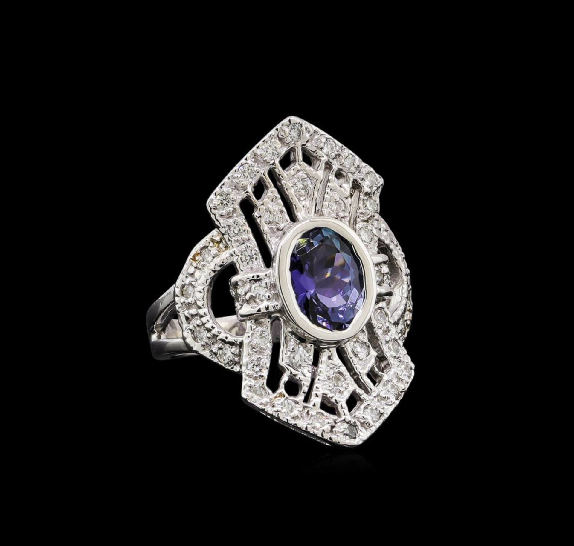 1.84 ctw Tanzanite and Diamond Ring - 14KT White Gold