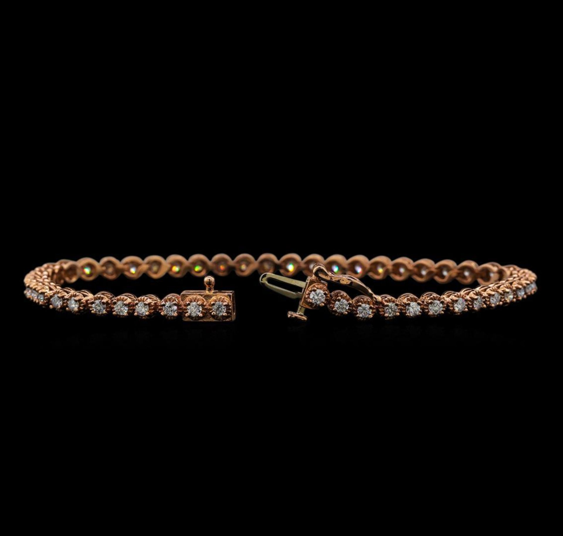 14KT Rose Gold 1.78 ctw Diamond Tennis Bracelet - Image 3 of 4